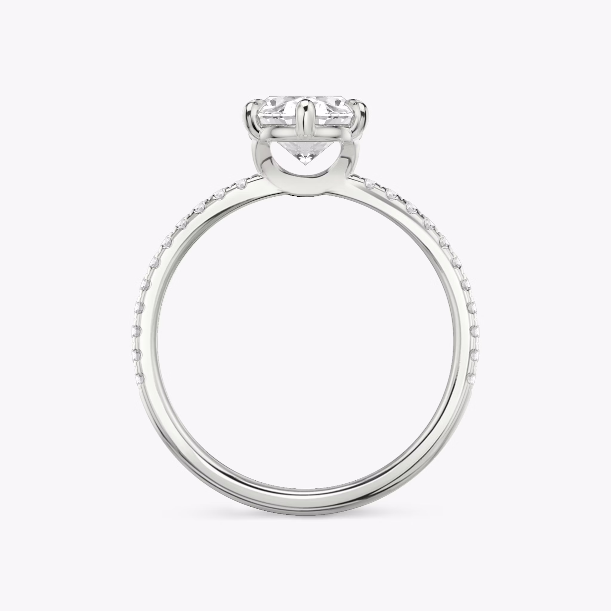 The Signature 6 Prong | Oval | 18k | White Gold | bandAccent: Pavé | bandWidth: standard | hiddenHalo: no | diamondOrientation: vertical | caratWeight: other