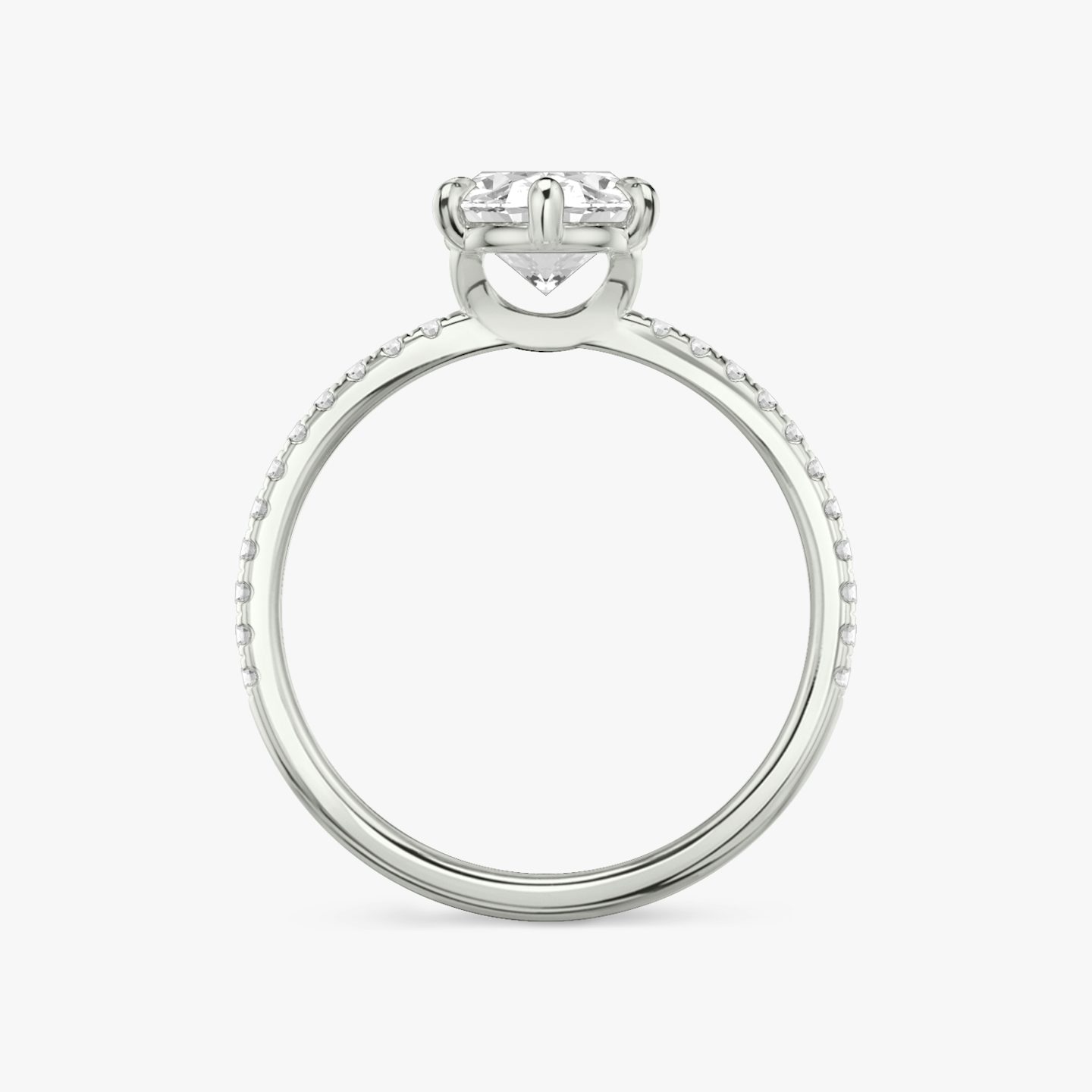 The Signature 6 Prong | Oval | 18k | White Gold | bandAccent: Pavé | bandWidth: standard | hiddenHalo: no | diamondOrientation: vertical | caratWeight: other