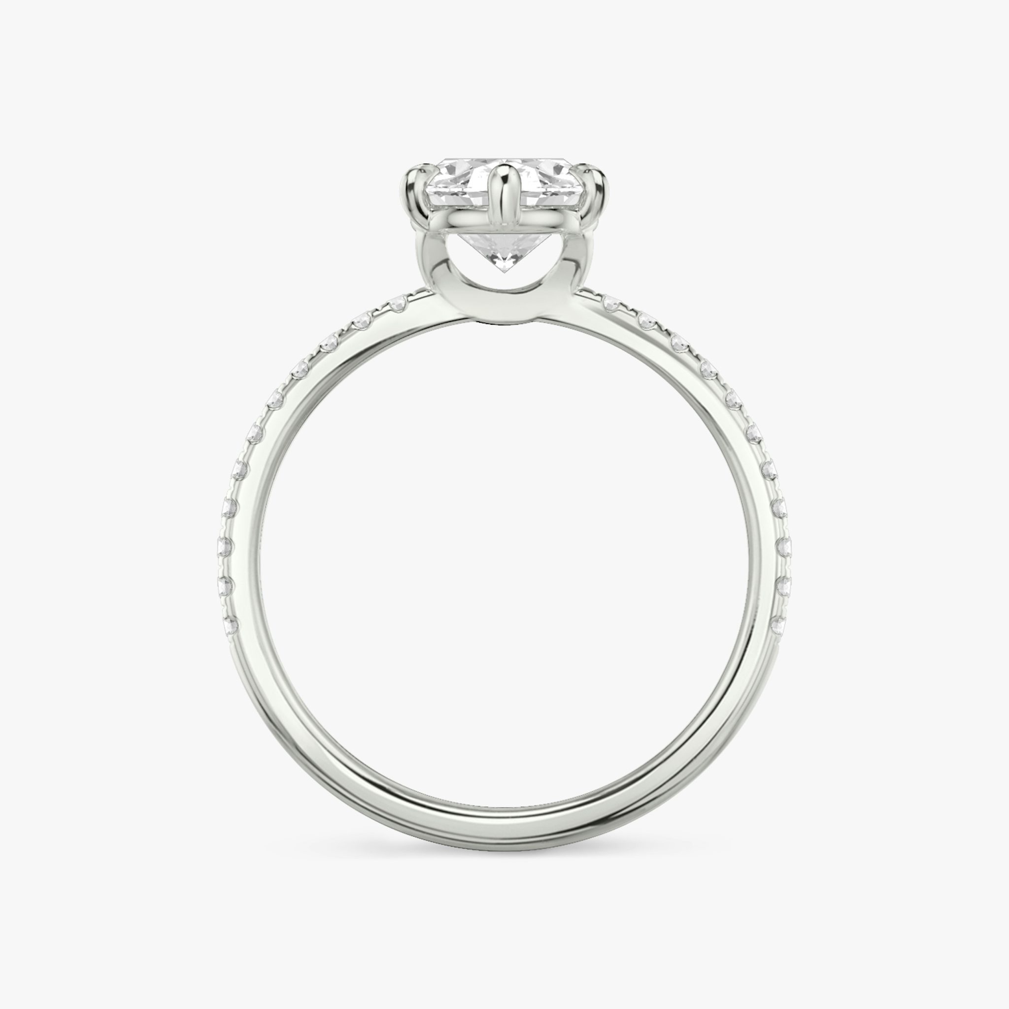 The Signature 6 Prong | Oval | 18k | White Gold | bandAccent: Pavé | bandWidth: standard | hiddenHalo: no | diamondOrientation: vertical | caratWeight: other