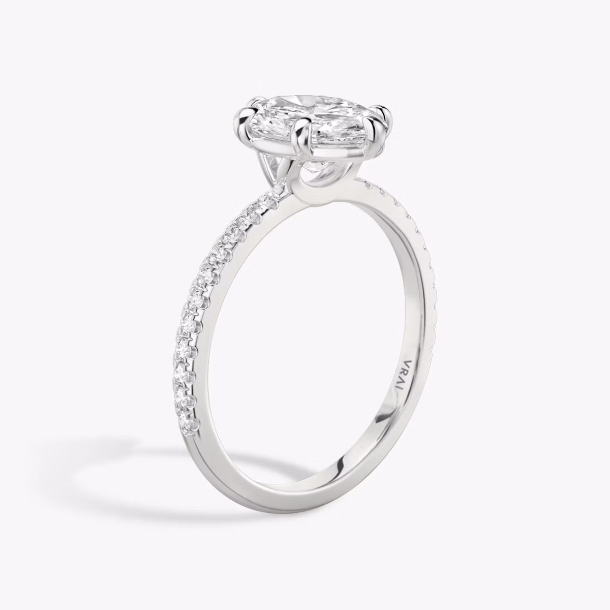 The Signature 6 Prong | Oval | Platinum | bandAccent: Pavé | bandWidth: standard | hiddenHalo: no | diamondOrientation: vertical | caratWeight: other