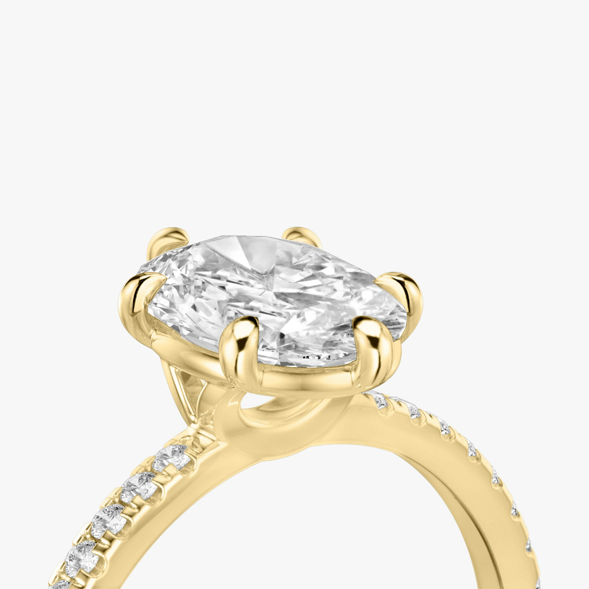 The Signature 6 Prong | Oval | 18k | Yellow Gold | bandAccent: Pavé | bandWidth: standard | hiddenHalo: no | diamondOrientation: vertical | caratWeight: other