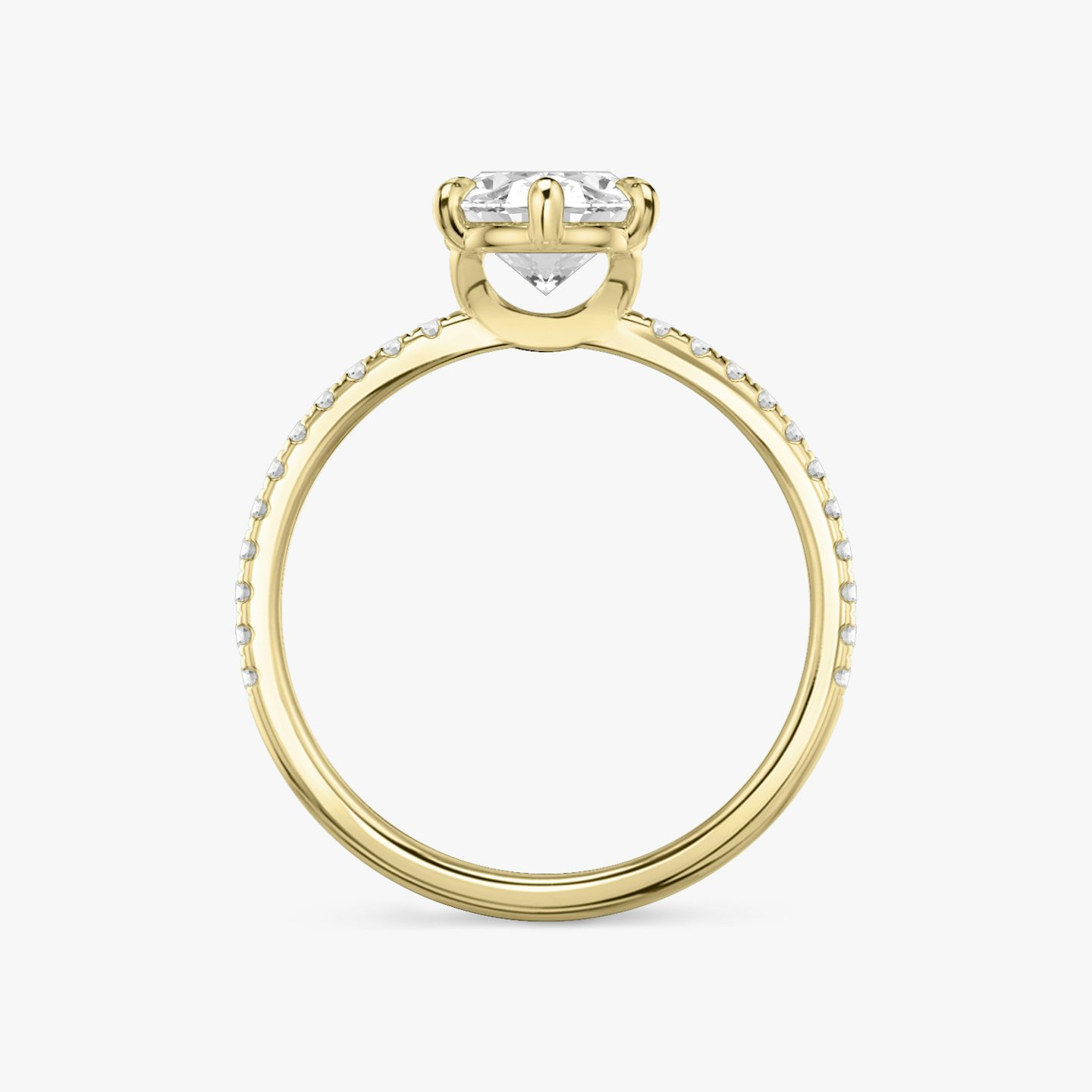 The Signature 6 Prong | Oval | 18k | Yellow Gold | bandAccent: Pavé | bandWidth: standard | hiddenHalo: no | diamondOrientation: vertical | caratWeight: other