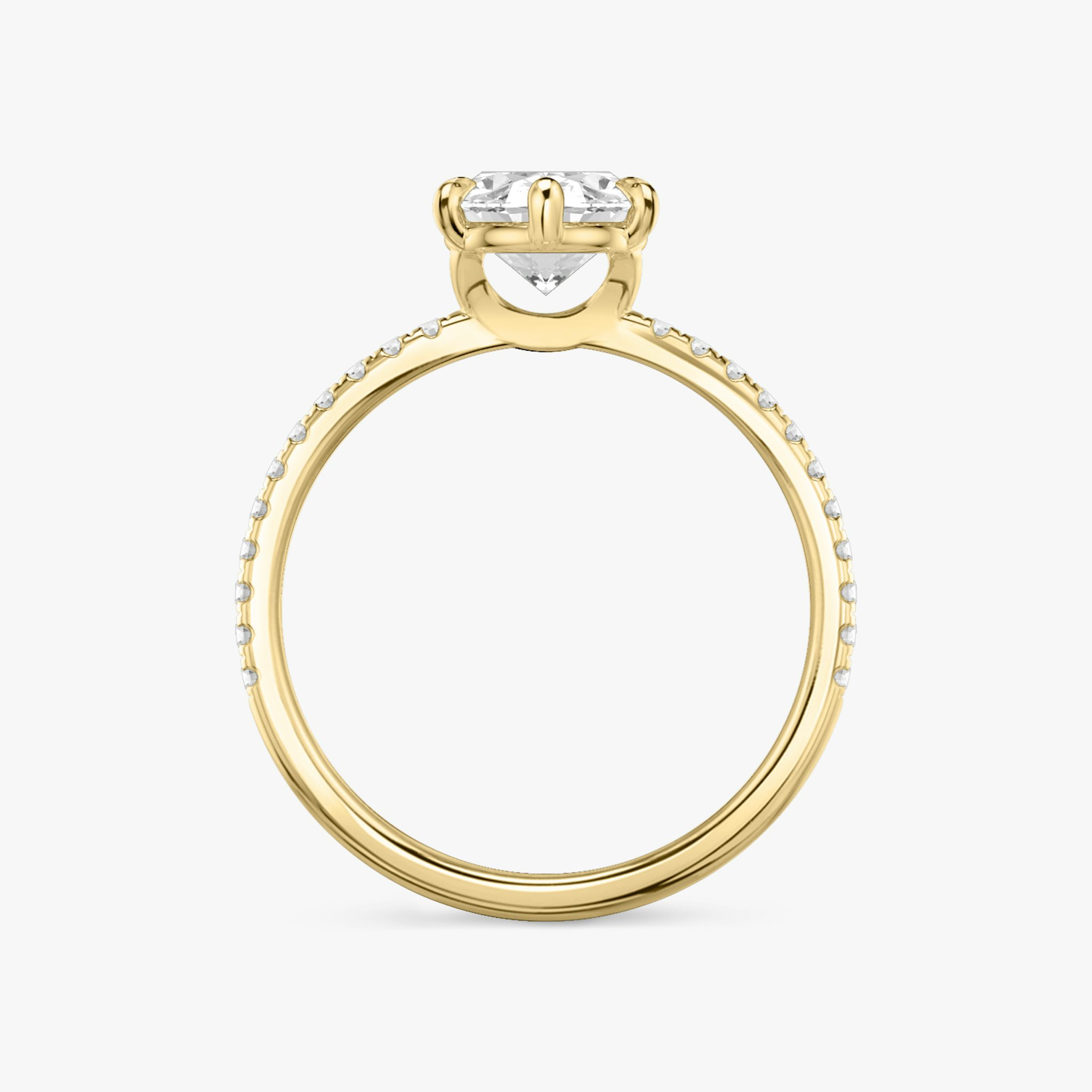 The Signature 6 Prong | Oval | 18k | Yellow Gold | bandAccent: Pavé | bandWidth: standard | hiddenHalo: no | diamondOrientation: vertical | caratWeight: other