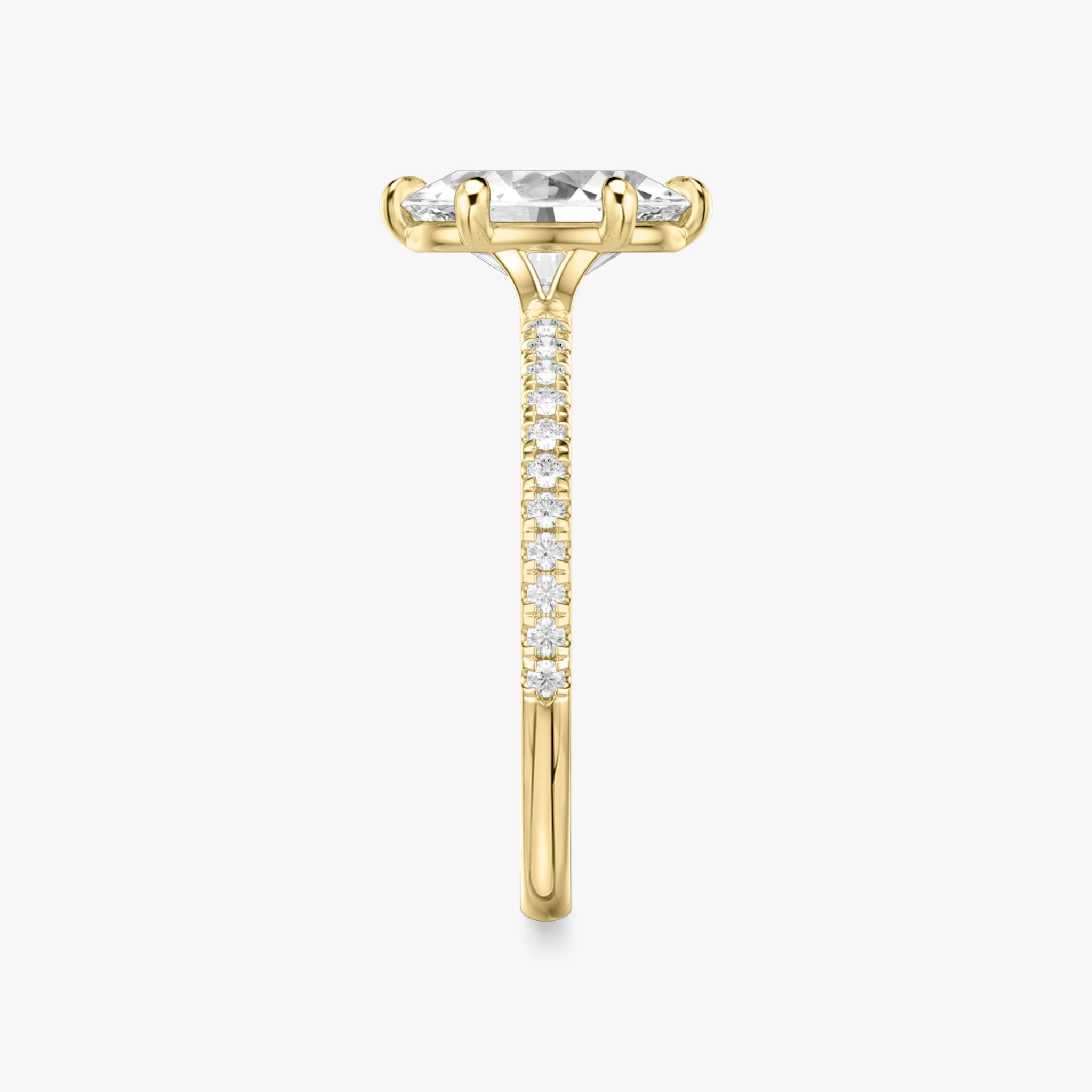 The Signature 6 Prong | Oval | 18k | Yellow Gold | bandAccent: Pavé | bandWidth: standard | hiddenHalo: no | diamondOrientation: vertical | caratWeight: other