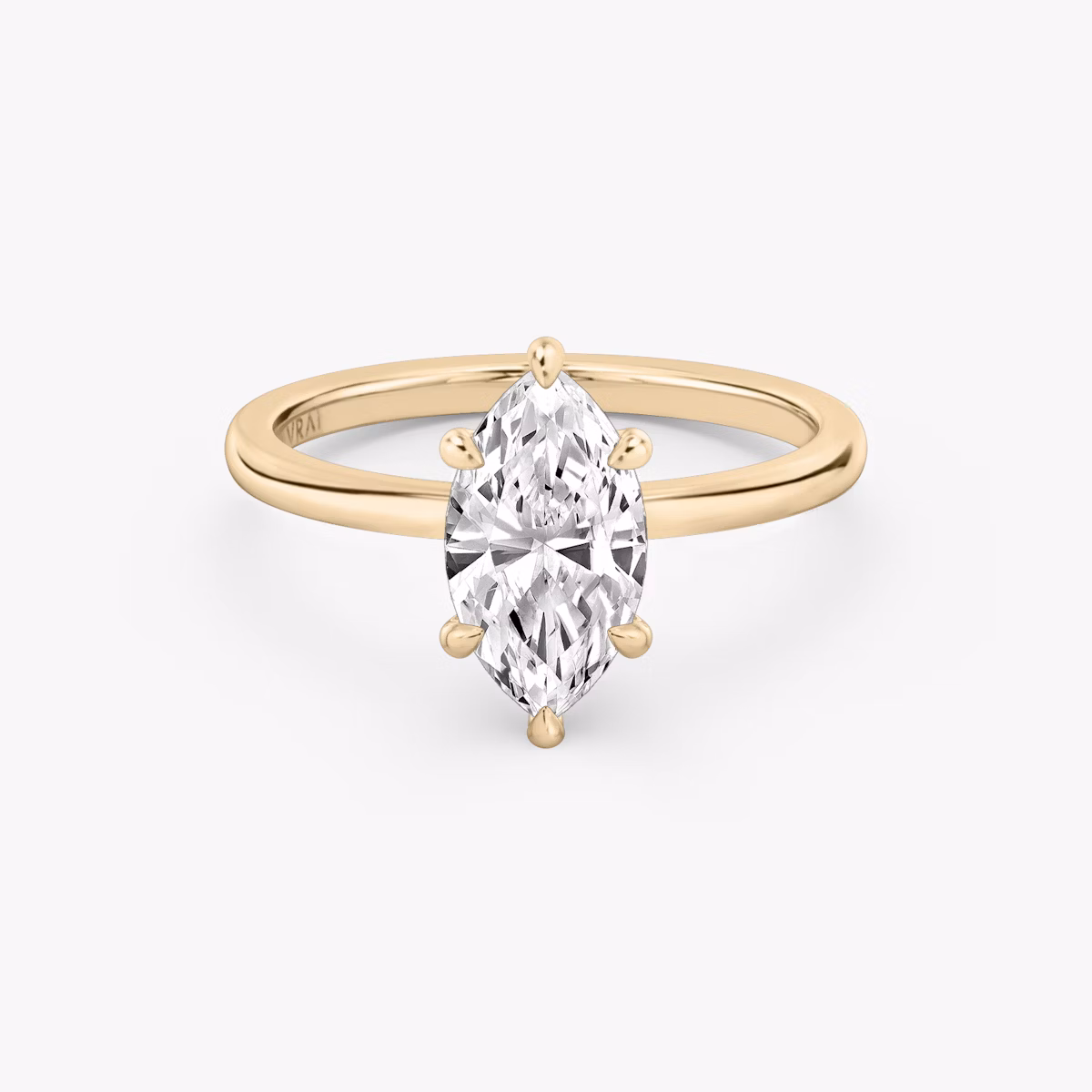 The Signature 6 Prong | Marquise | 14k | Rose Gold | bandAccent: Plain | bandWidth: standard | hiddenHalo: no | diamondOrientation: vertical | caratWeight: other