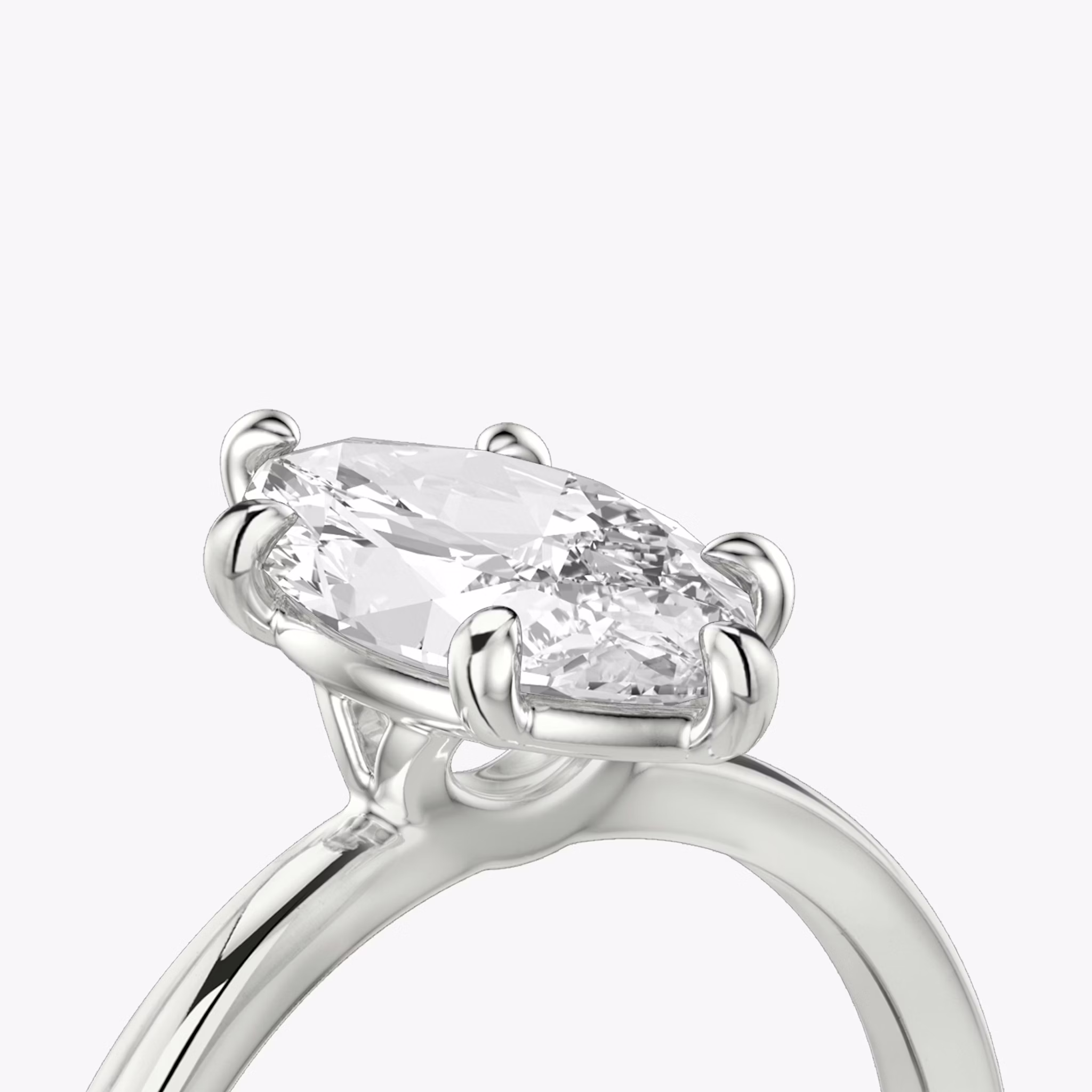 The Signature 6 Prong | Marquise | 18k | White Gold | bandAccent: Plain | bandWidth: standard | hiddenHalo: no | diamondOrientation: vertical | caratWeight: other