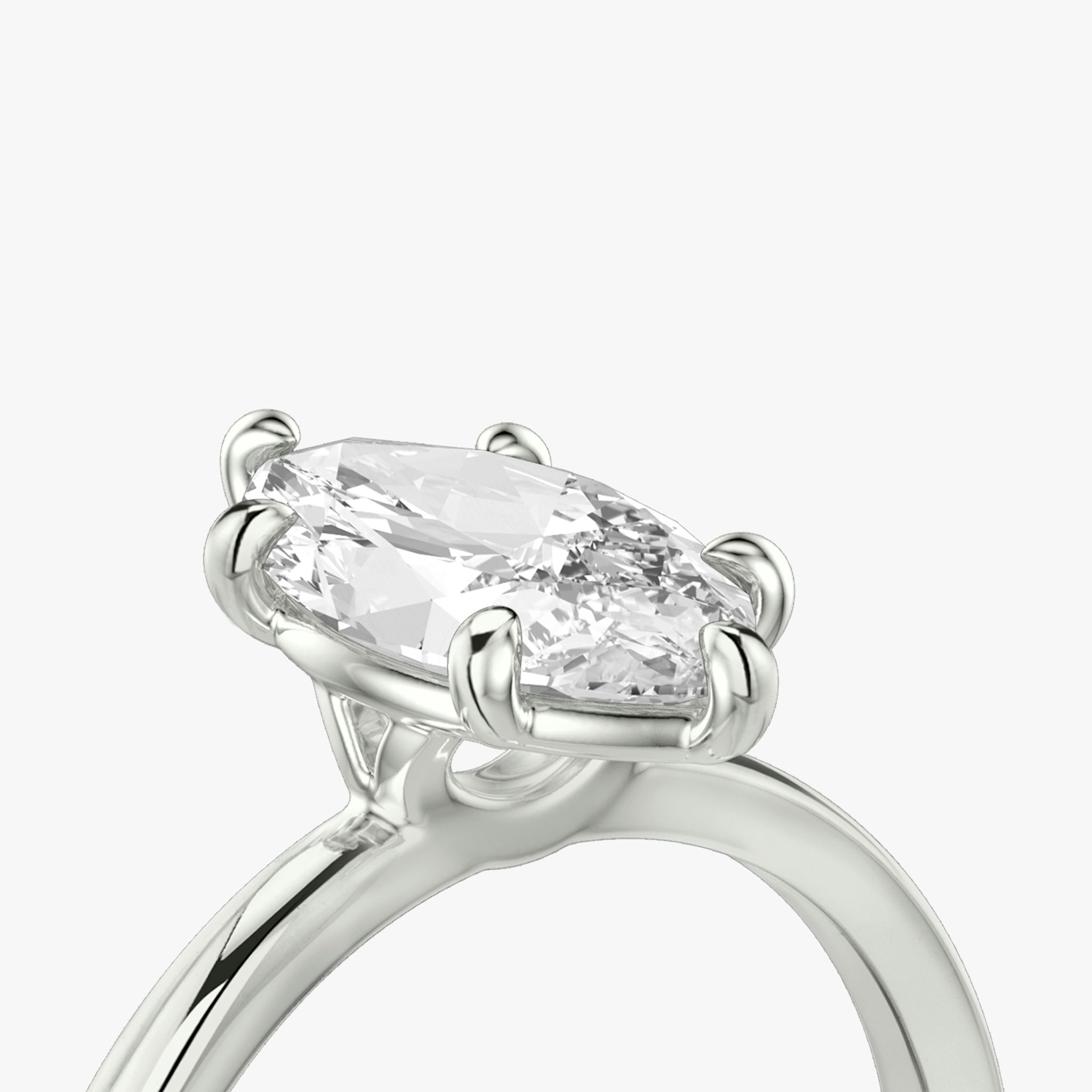 The Signature 6 Prong | Marquise | 18k | White Gold | bandAccent: Plain | bandWidth: standard | hiddenHalo: no | diamondOrientation: vertical | caratWeight: other