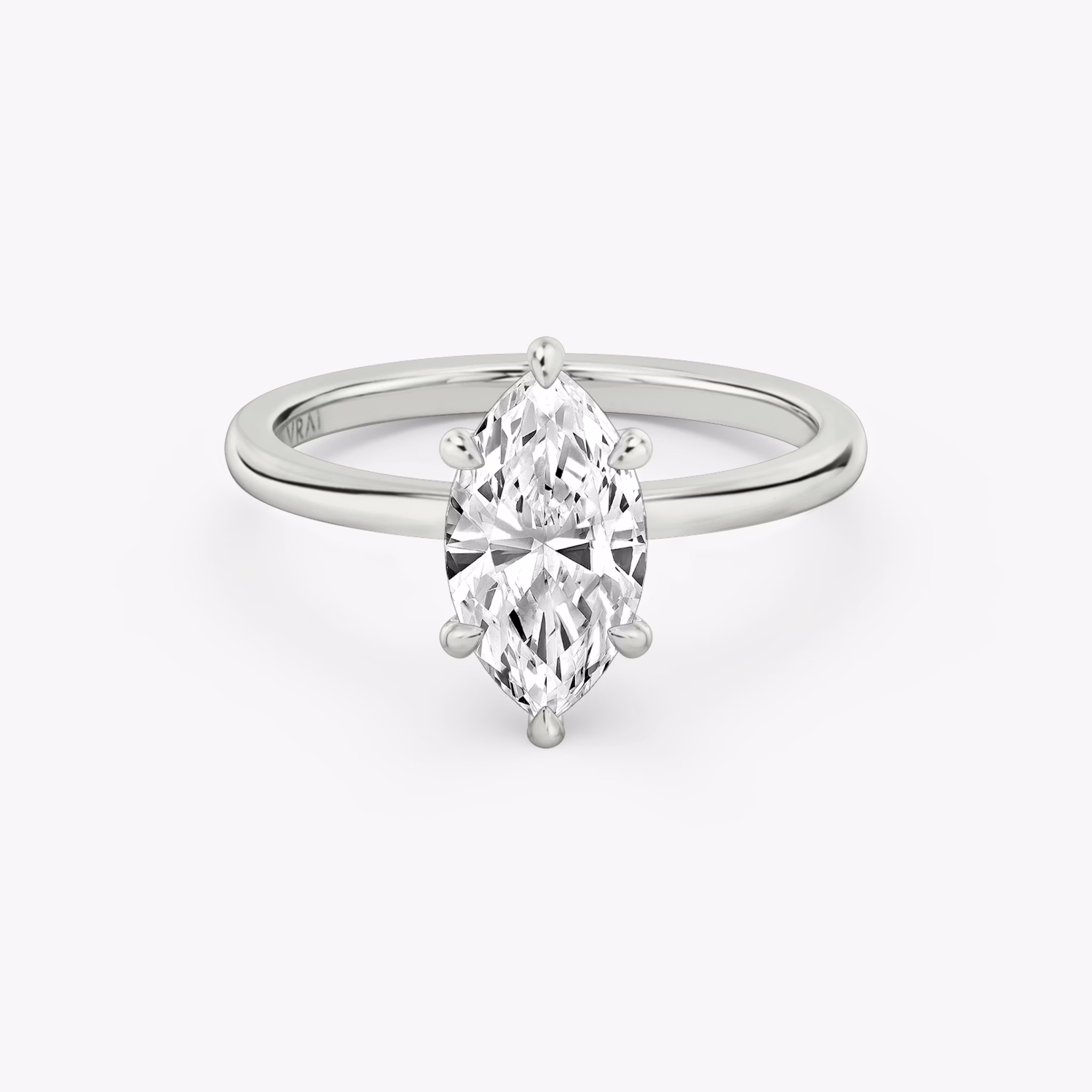 The Signature 6 Prong | Marquise | 18k | White Gold | bandAccent: Plain | bandWidth: standard | hiddenHalo: no | diamondOrientation: vertical | caratWeight: other
