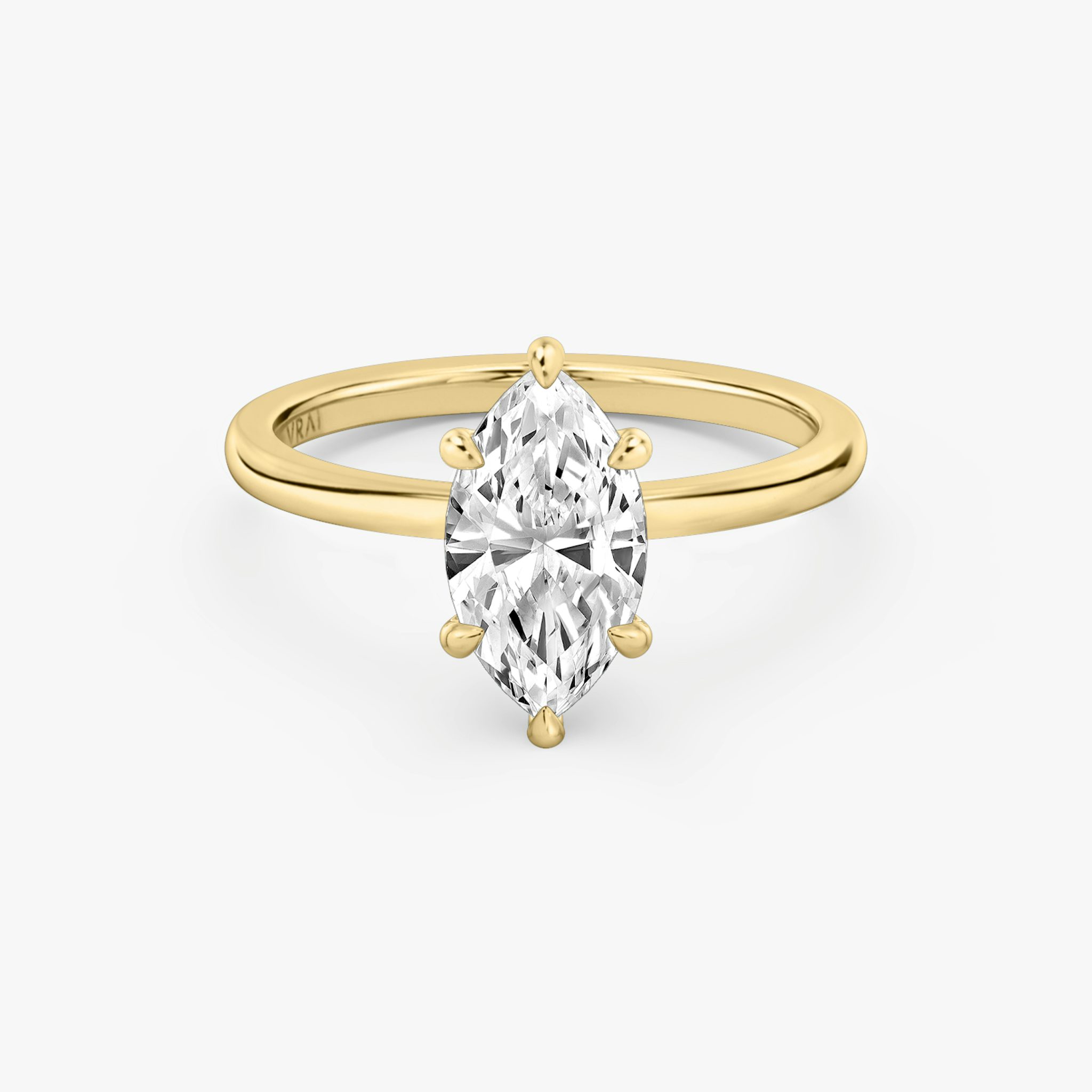 The Signature 6 Prong | Marquise | 18k | Yellow Gold | bandAccent: Plain | bandWidth: standard | hiddenHalo: no | diamondOrientation: vertical | caratWeight: other