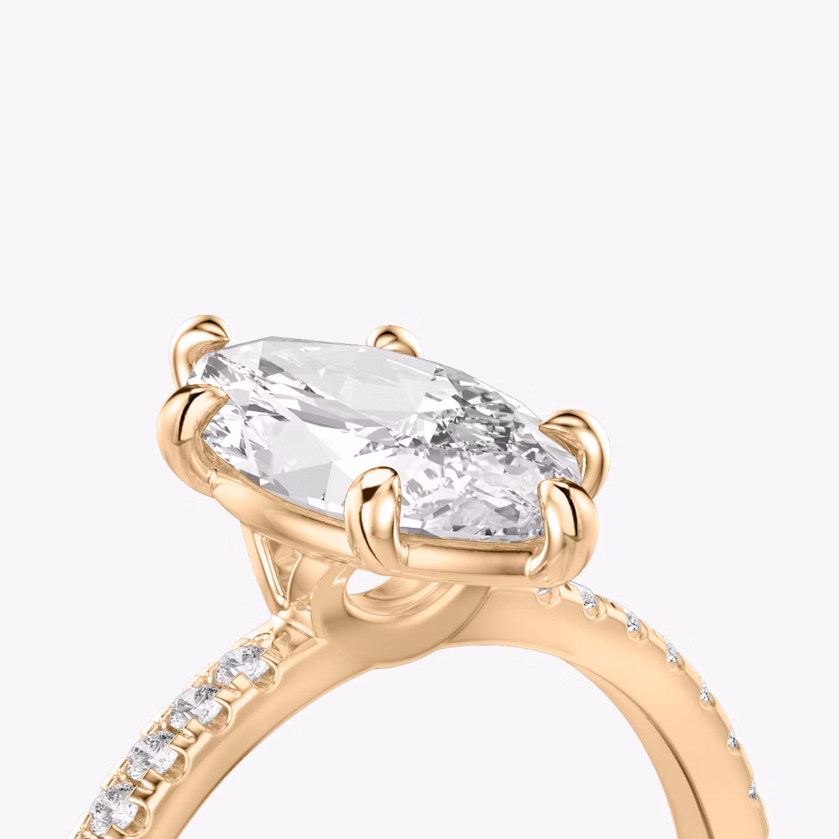 The Signature 6 Prong | Marquise | 14k | Rose Gold | bandAccent: Pavé | bandWidth: standard | hiddenHalo: no | diamondOrientation: vertical | caratWeight: other