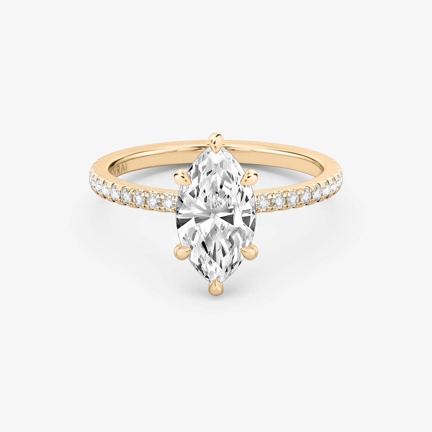 The Signature 6 Prong | Marquise | 14k | Rose Gold | bandAccent: Pavé | bandWidth: standard | hiddenHalo: no | diamondOrientation: vertical | caratWeight: other
