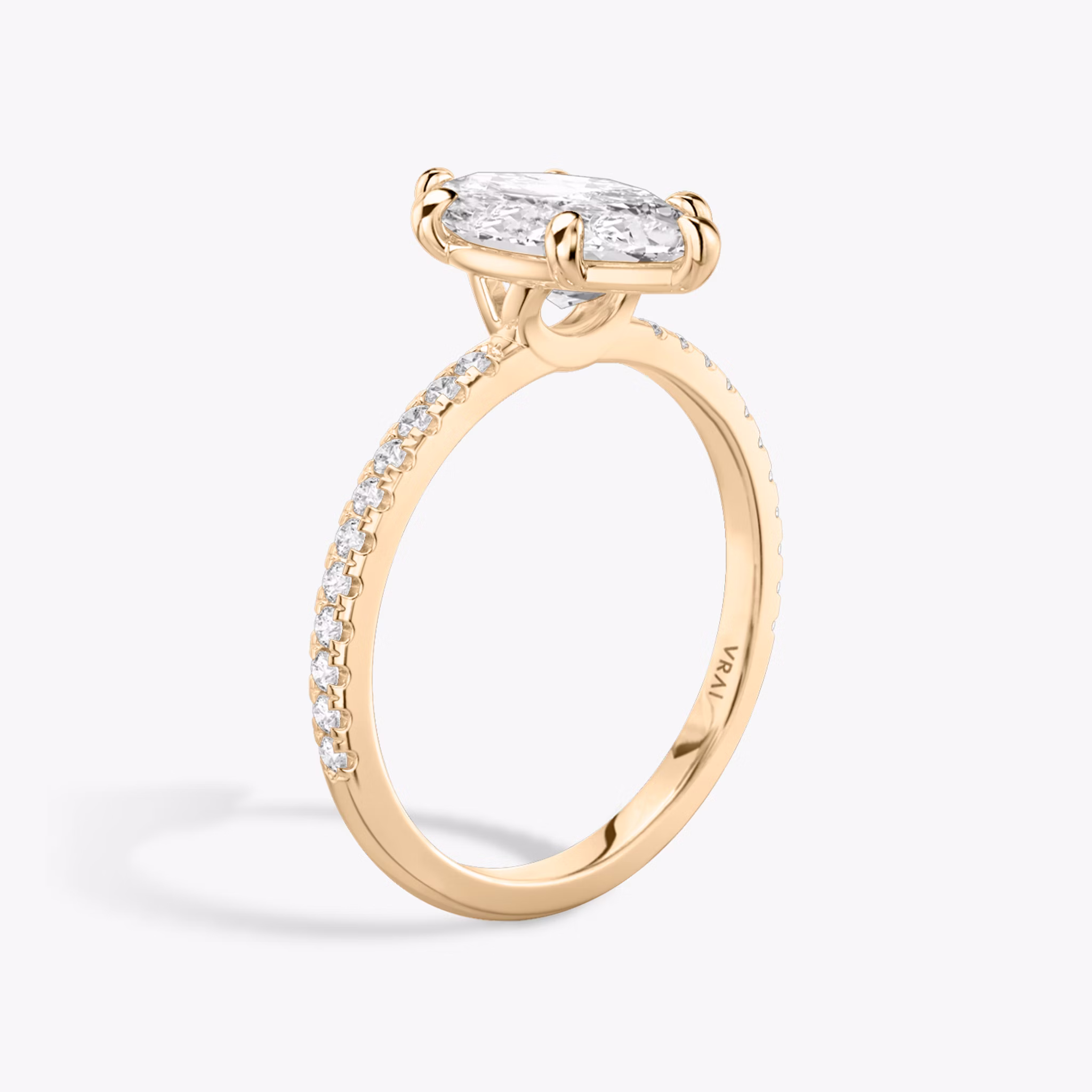 The Signature 6 Prong | Marquise | 14k | Rose Gold | bandAccent: Pavé | bandWidth: standard | hiddenHalo: no | diamondOrientation: vertical | caratWeight: other