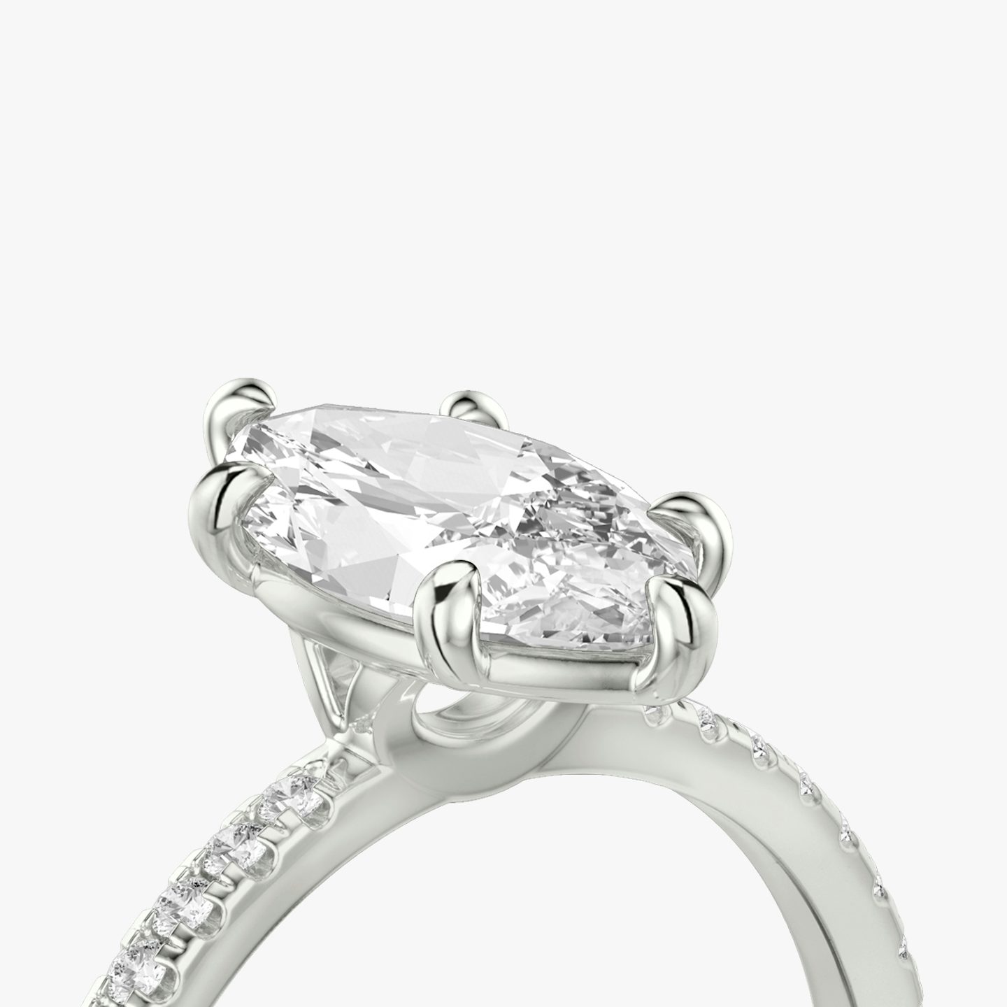 The Signature 6 Prong | Marquise | Platinum | bandAccent: Pavé | bandWidth: standard | hiddenHalo: no | diamondOrientation: vertical | caratWeight: other