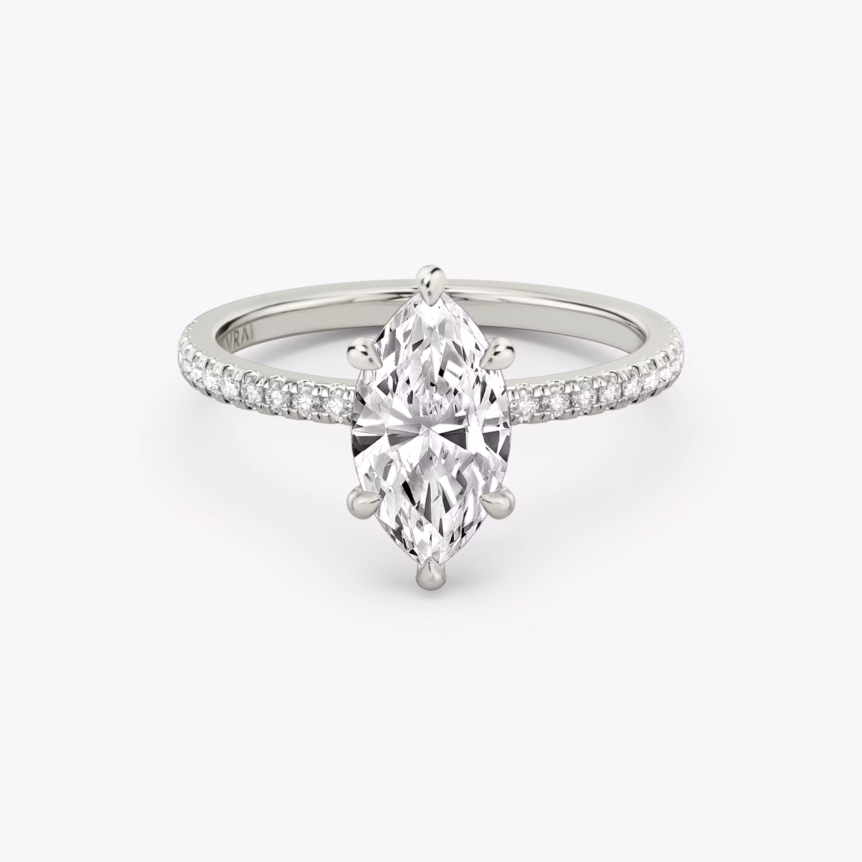 6-Prong Platinum Solitaire engagement ring with Marquise cut diamond