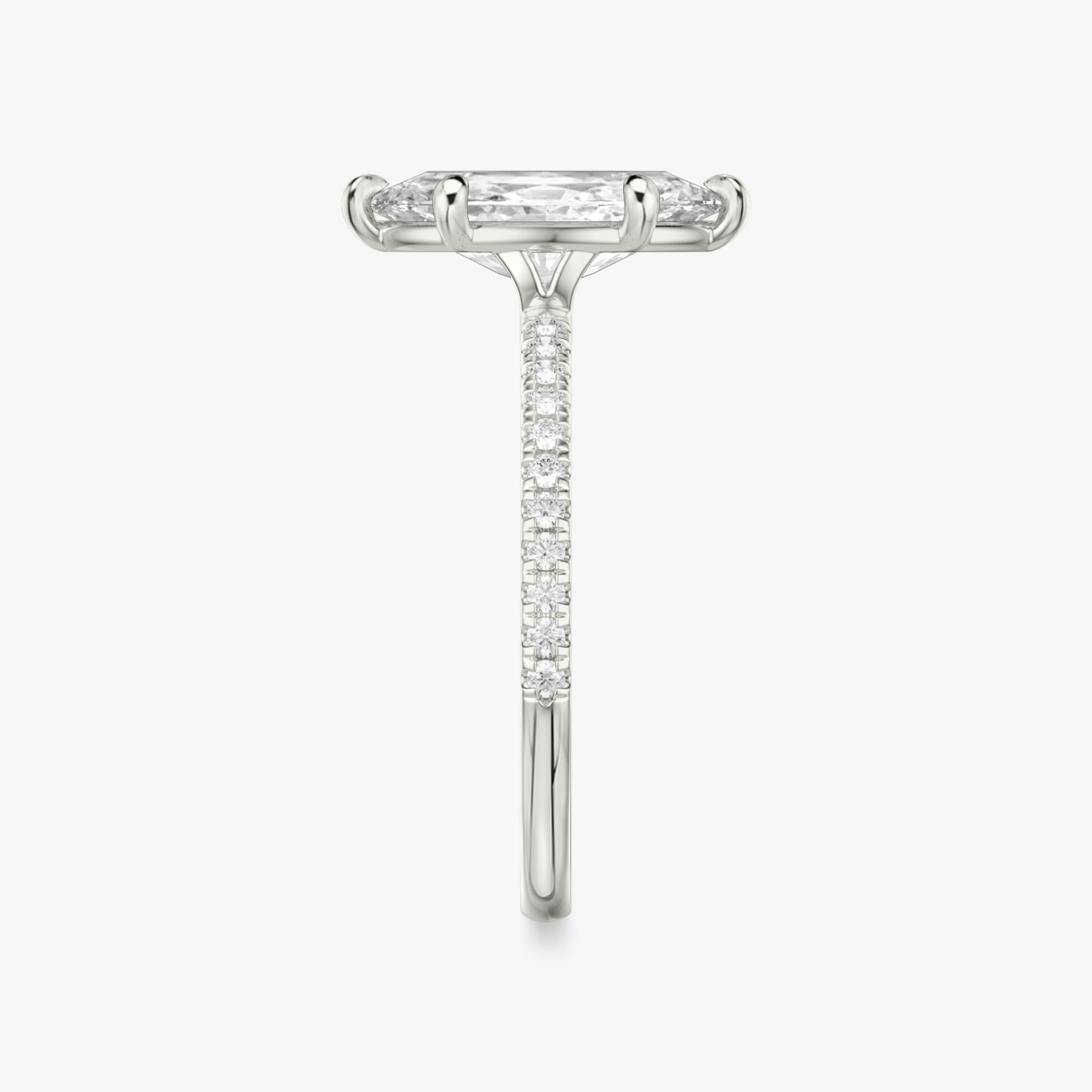 The Signature 6 Prong | Marquise | 18k | White Gold | bandAccent: Pavé | bandWidth: standard | hiddenHalo: no | diamondOrientation: vertical | caratWeight: other