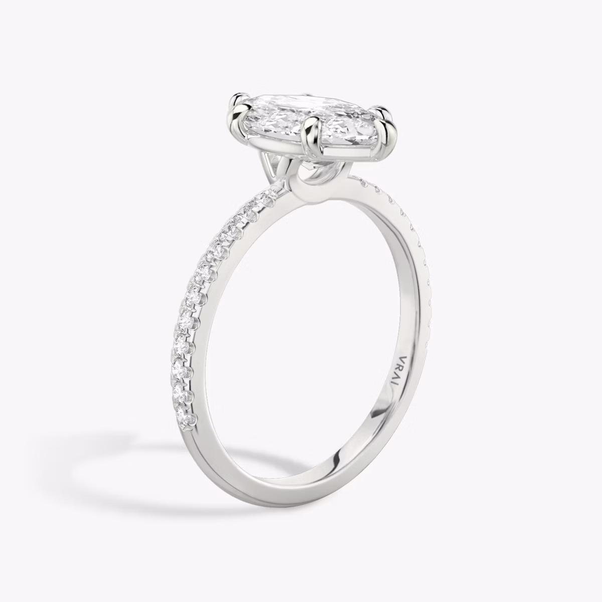 The Signature 6 Prong | Marquise | Platinum | bandAccent: Pavé | bandWidth: standard | hiddenHalo: no | diamondOrientation: vertical | caratWeight: other