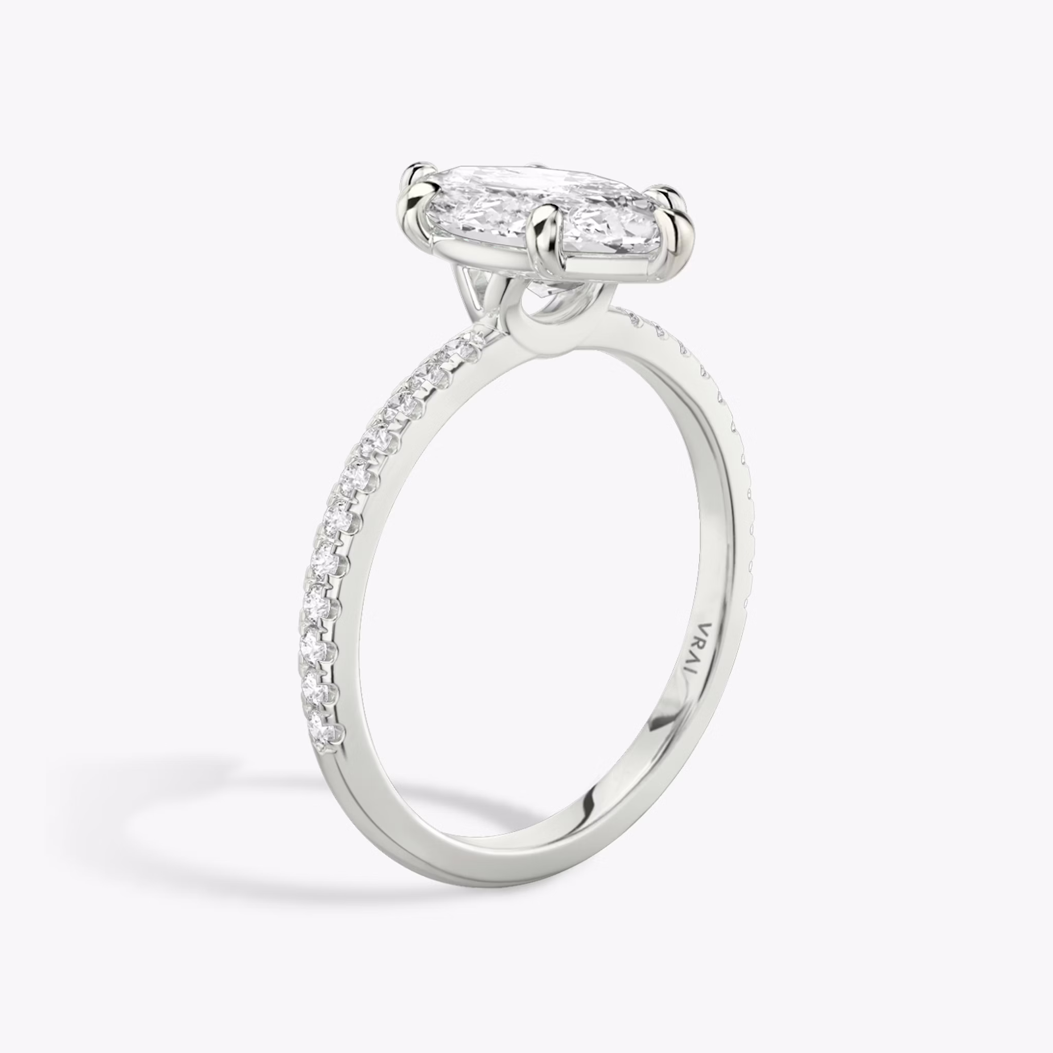 The Signature 6 Prong | Marquise | 18k | White Gold | bandAccent: Pavé | bandWidth: standard | hiddenHalo: no | diamondOrientation: vertical | caratWeight: other