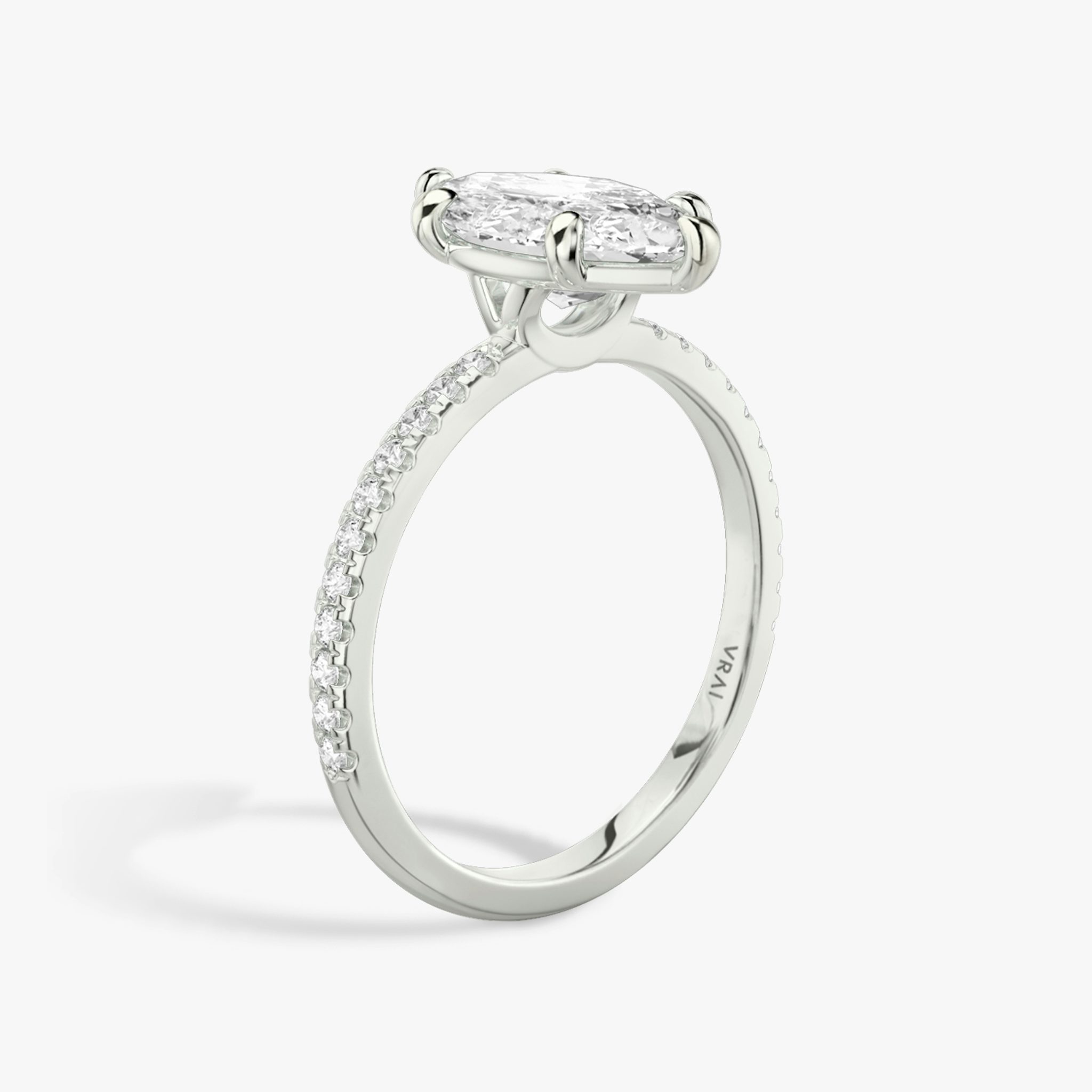 The Signature 6 Prong | Marquise | 18k | White Gold | bandAccent: Pavé | bandWidth: standard | hiddenHalo: no | diamondOrientation: vertical | caratWeight: other