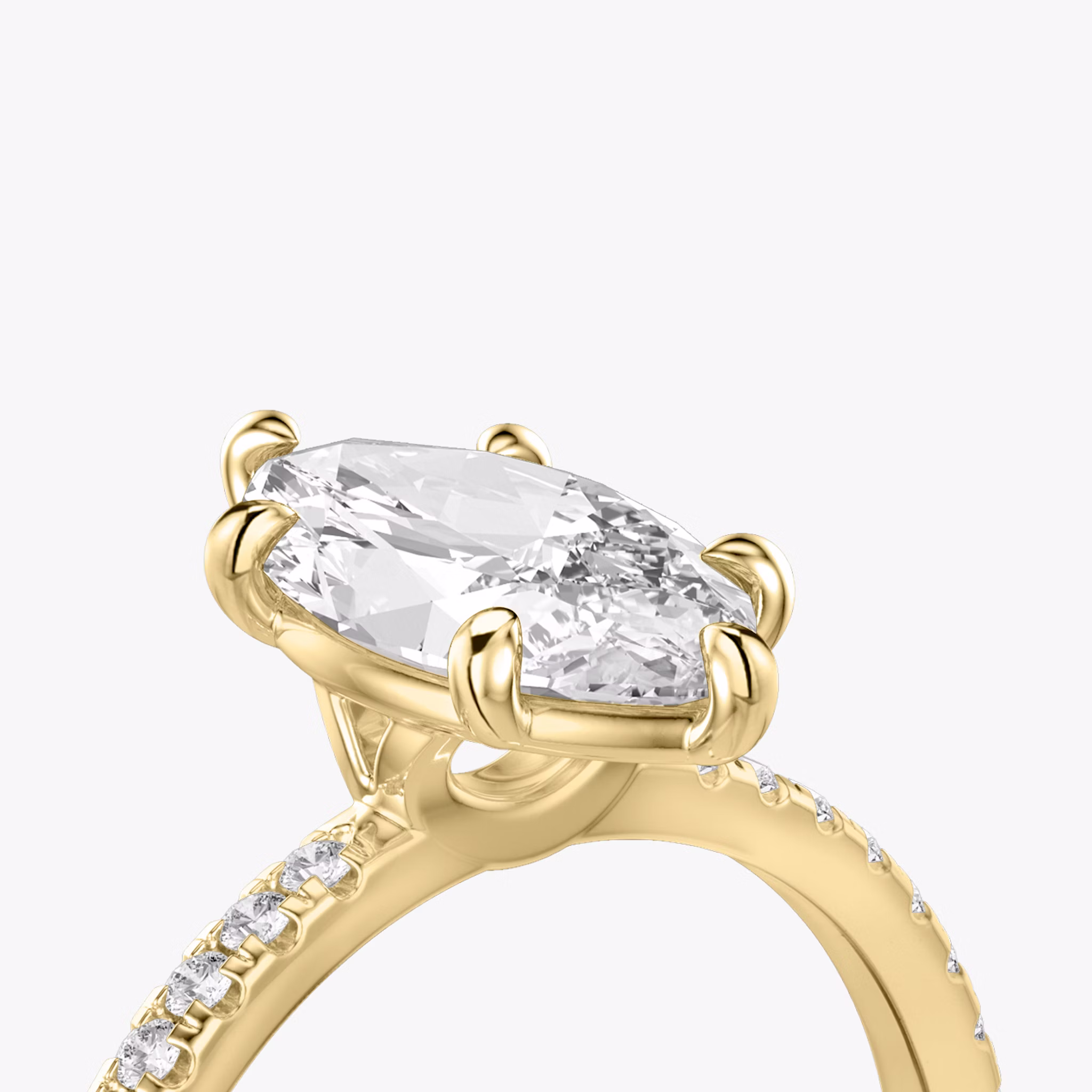 The Signature 6 Prong | Marquise | 18k | Yellow Gold | bandAccent: Pavé | bandWidth: standard | hiddenHalo: no | diamondOrientation: vertical | caratWeight: other