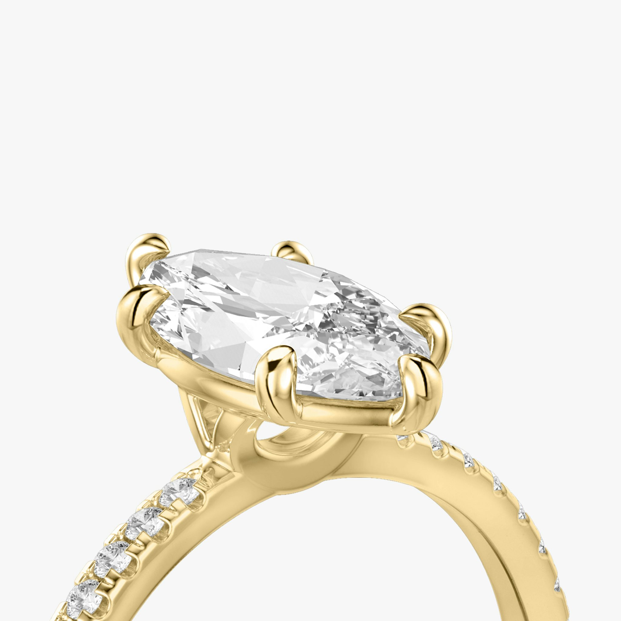 The Signature 6 Prong | Marquise | 18k | Yellow Gold | bandAccent: Pavé | bandWidth: standard | hiddenHalo: no | diamondOrientation: vertical | caratWeight: other