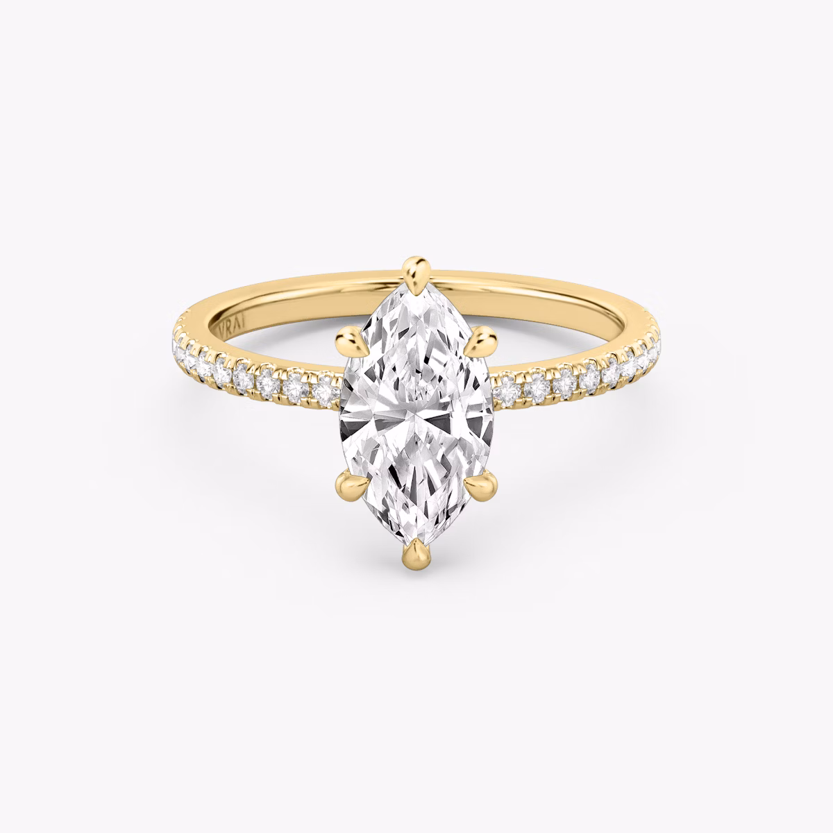 The Signature 6 Prong | Marquise | 18k | Yellow Gold | bandAccent: Pavé | bandWidth: standard | hiddenHalo: no | diamondOrientation: vertical | caratWeight: other