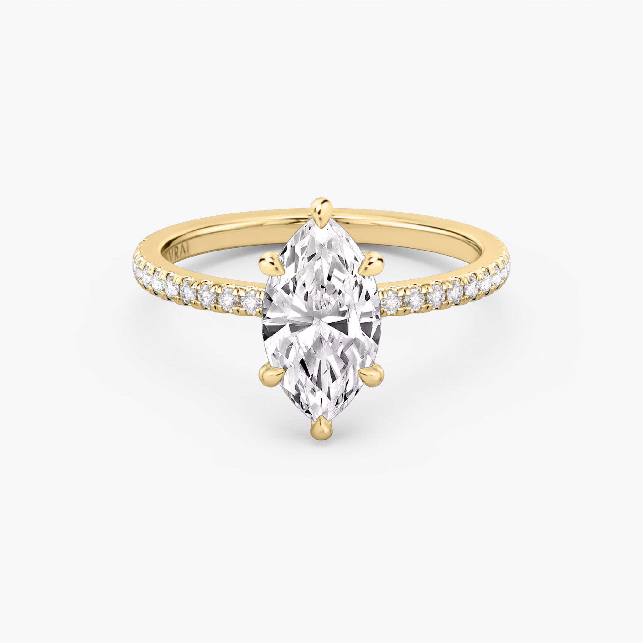 The Signature 6 Prong | Marquise | 18k | Yellow Gold | bandAccent: Pavé | bandWidth: standard | hiddenHalo: no | diamondOrientation: vertical | caratWeight: other