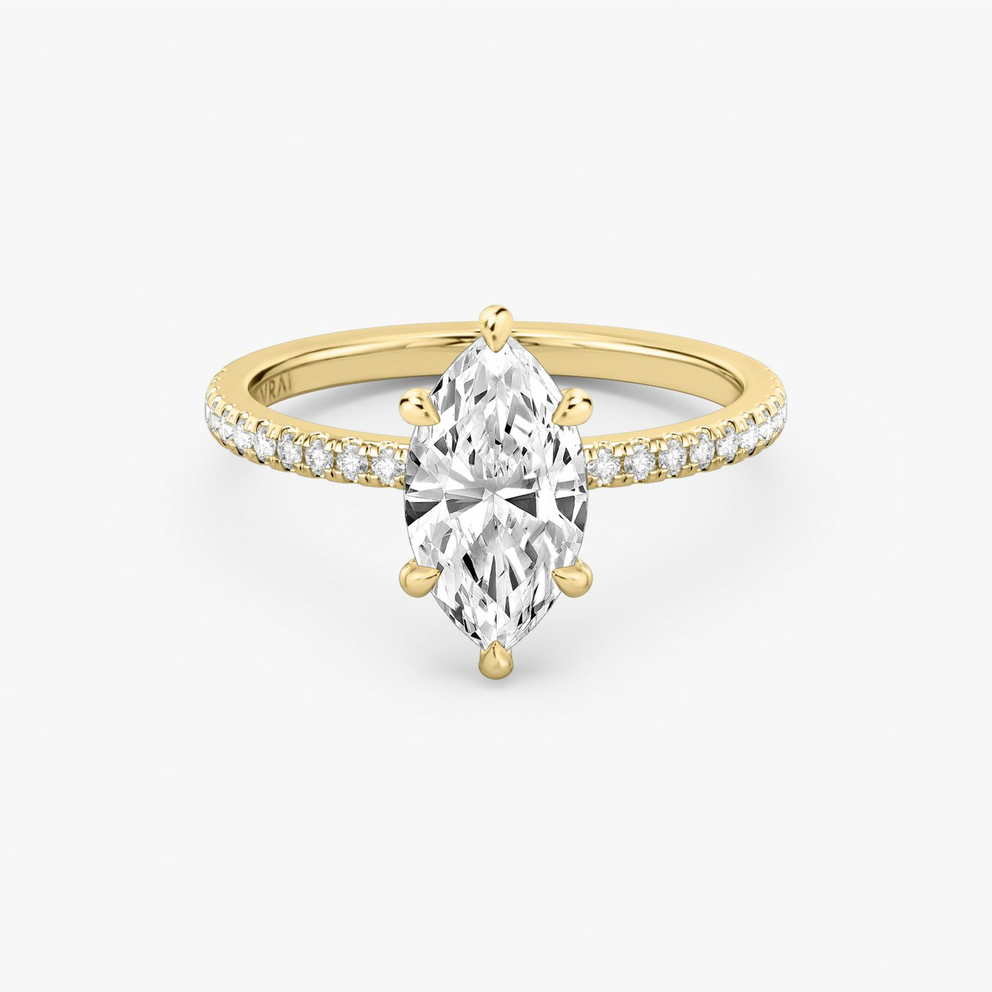 The Signature 6 Prong | Marquise | 18k | Yellow Gold | bandAccent: Pavé | bandWidth: standard | hiddenHalo: no | diamondOrientation: vertical | caratWeight: other