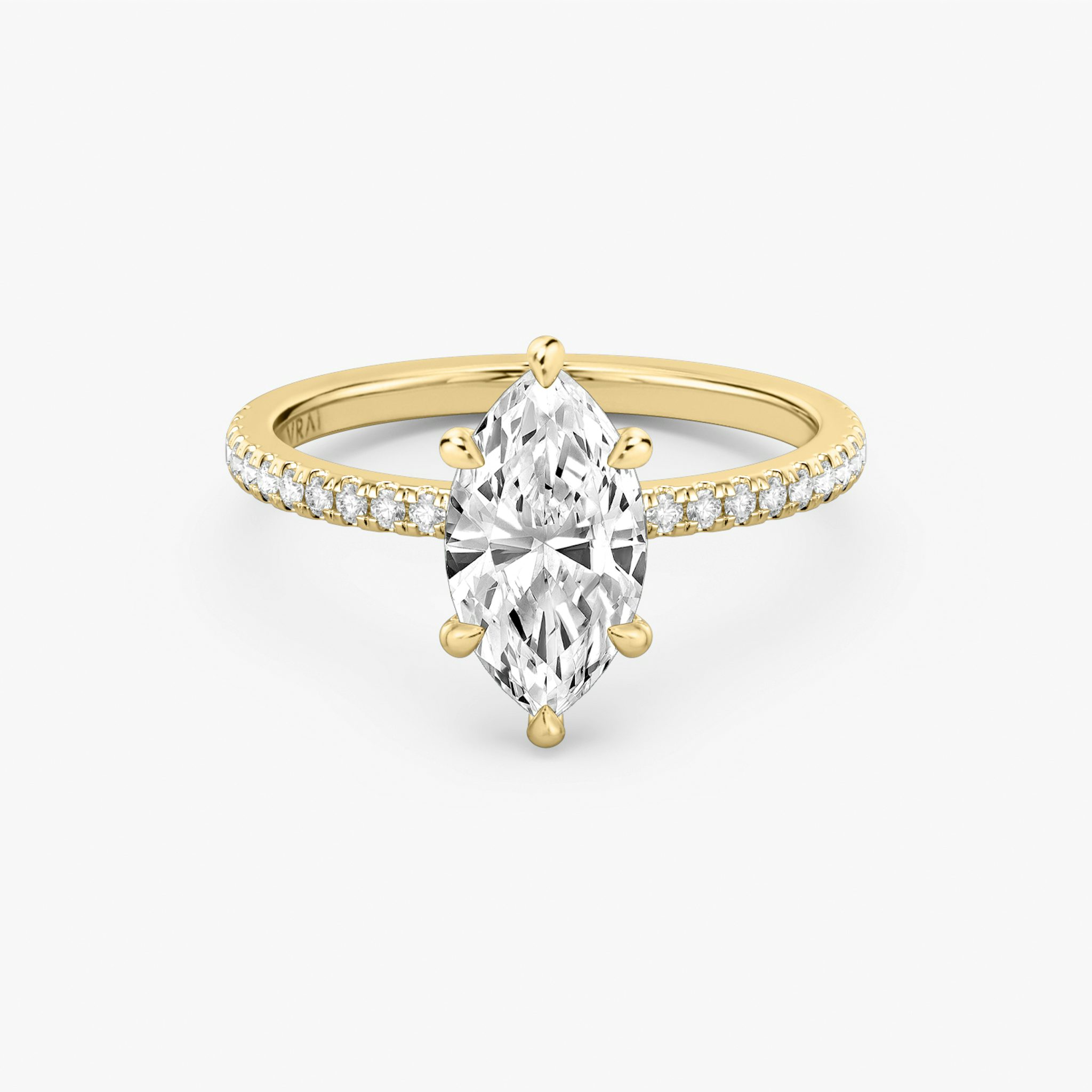 The Signature 6 Prong | Marquise | 18k | Yellow Gold | bandAccent: Pavé | bandWidth: standard | hiddenHalo: no | diamondOrientation: vertical | caratWeight: other