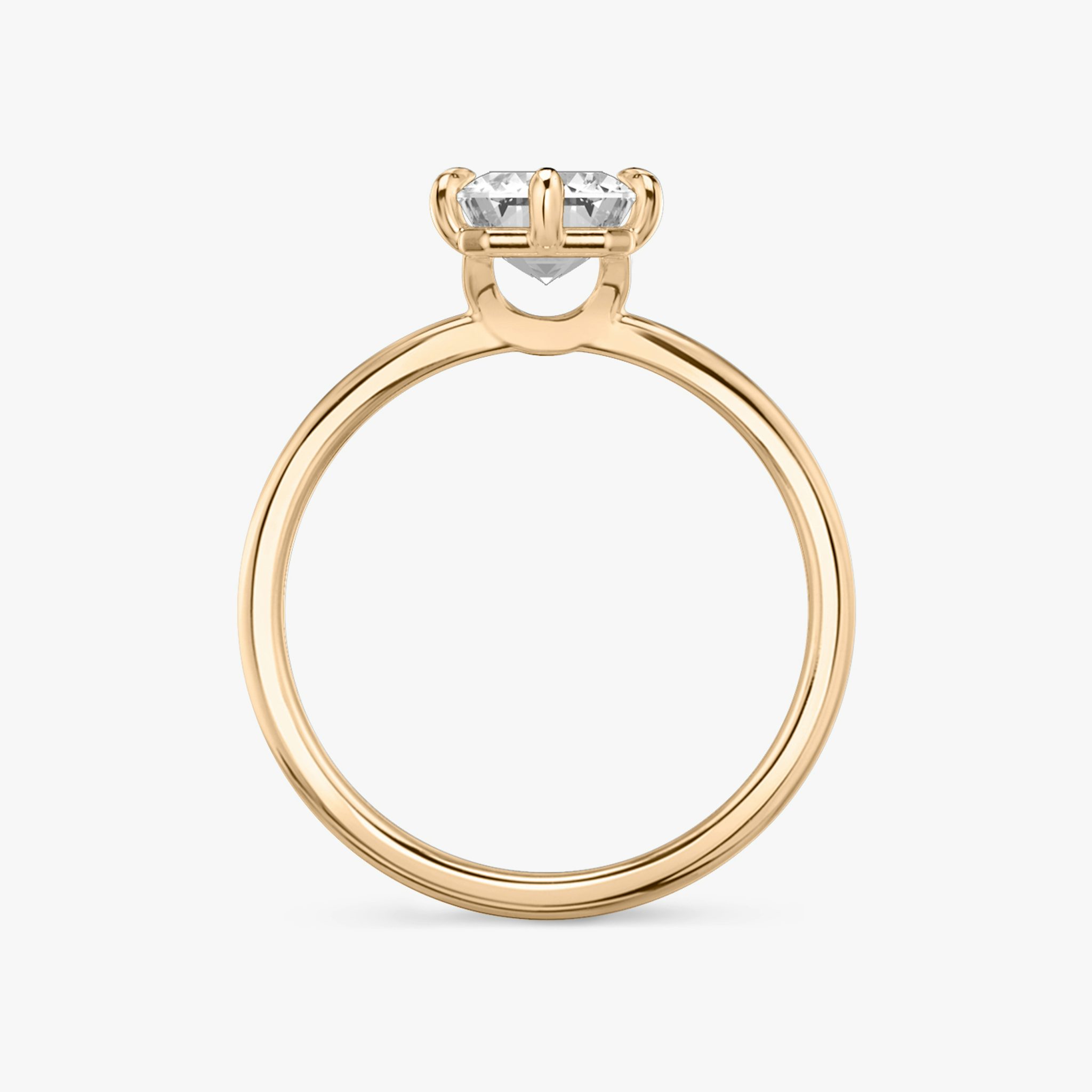 The Signature 6 Prong | Emerald | 14k | Rose Gold | bandAccent: Plain | bandWidth: standard | hiddenHalo: no | diamondOrientation: vertical | caratWeight: other