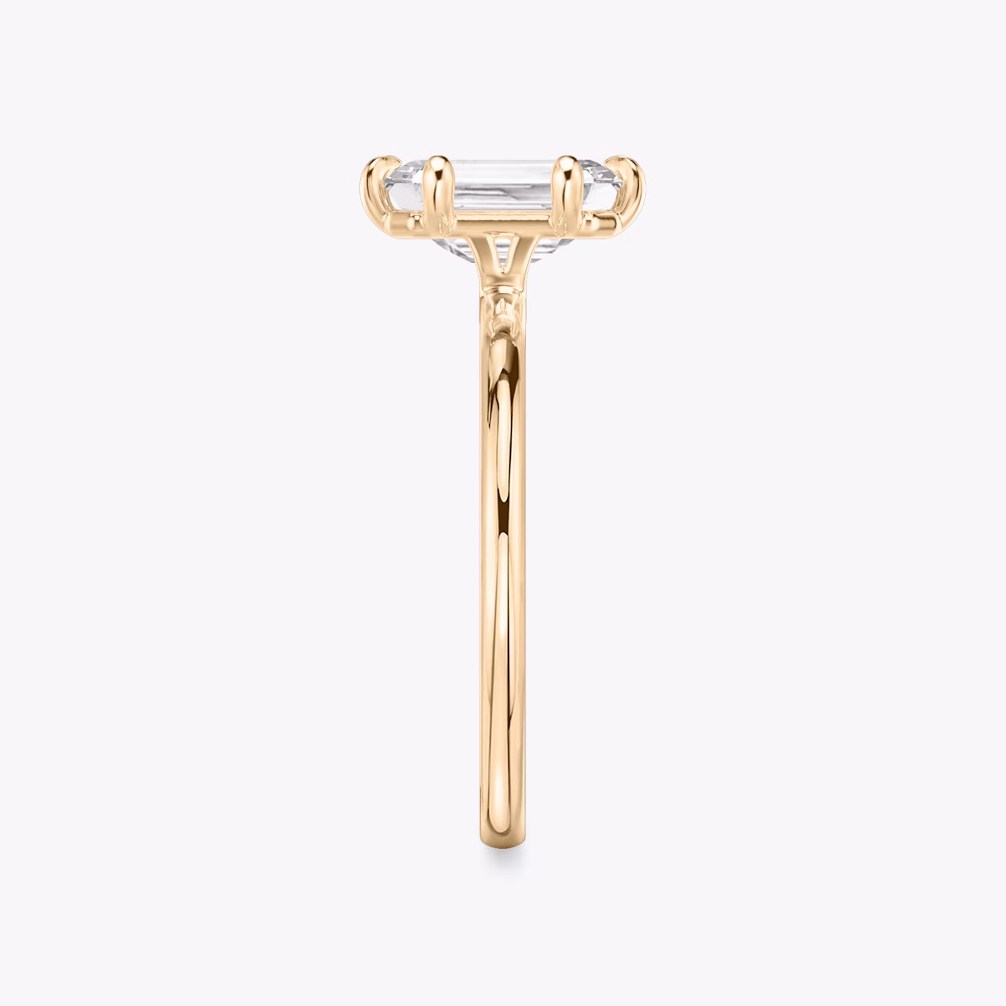 The Signature 6 Prong | Emerald | 14k | Rose Gold | bandAccent: Plain | bandWidth: standard | hiddenHalo: no | diamondOrientation: vertical | caratWeight: other