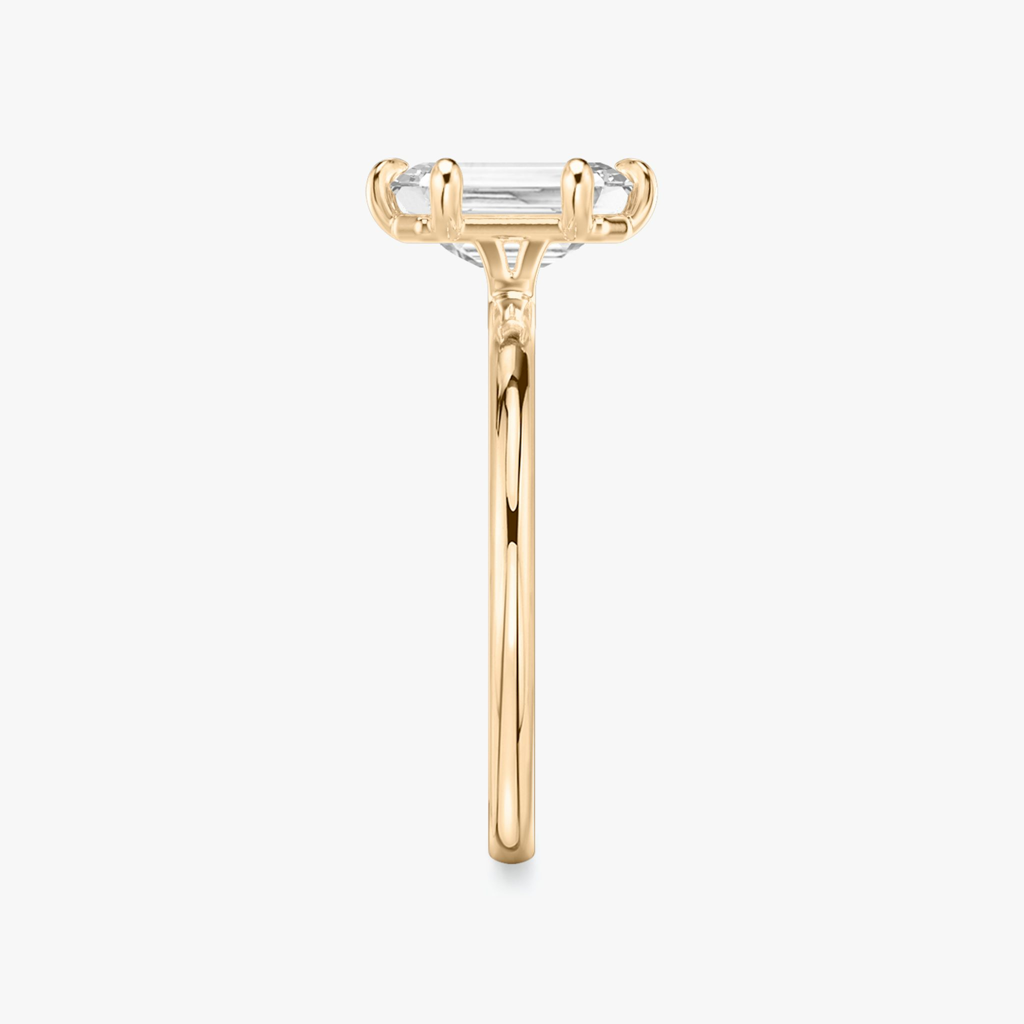 The Signature 6 Prong | Emerald | 14k | Rose Gold | bandAccent: Plain | bandWidth: standard | hiddenHalo: no | diamondOrientation: vertical | caratWeight: other