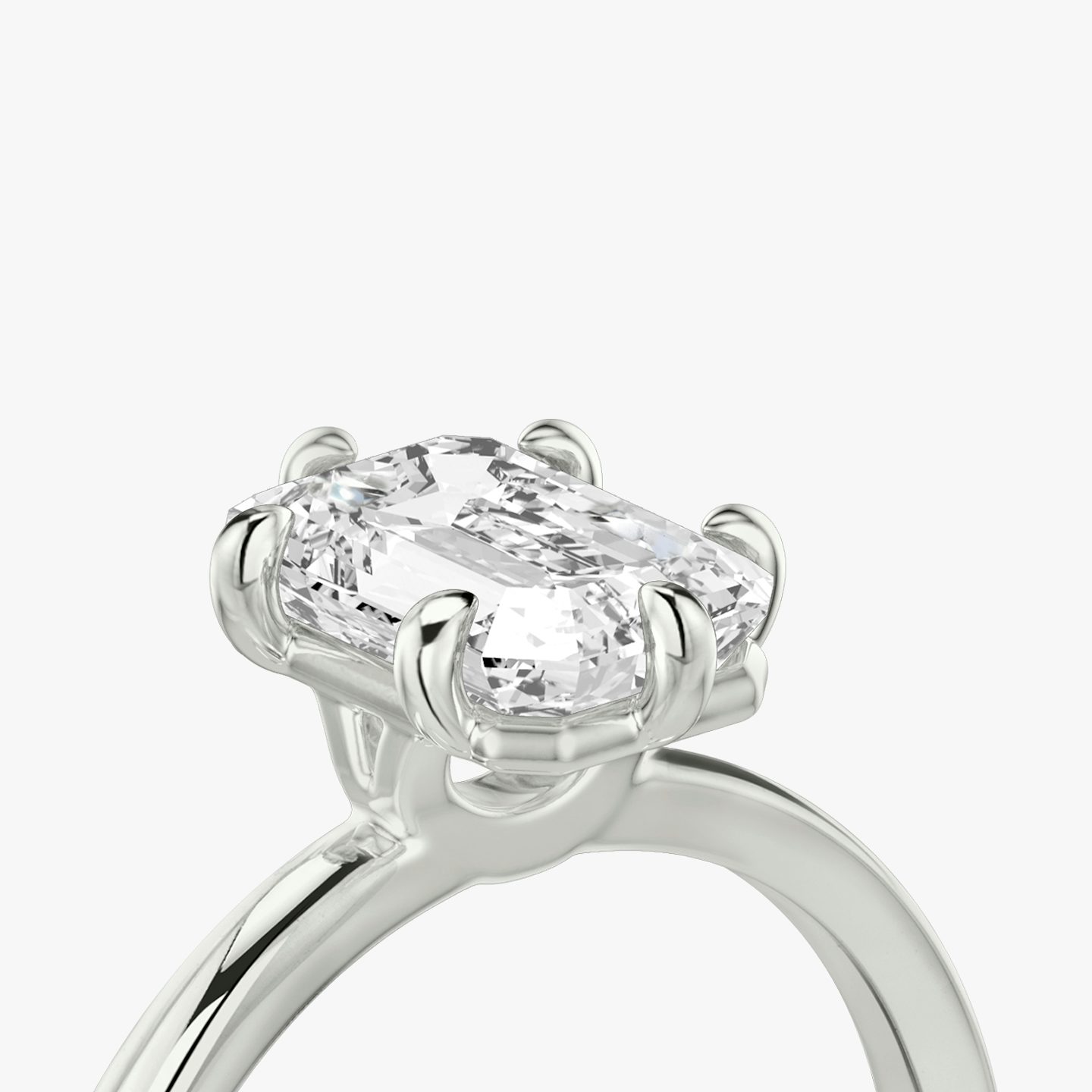 Signature 6 Prong | Emerald | Platin | bandAccent: Ohne Pavé-Besatz | bandWidth: standard | hiddenHalo: no | diamondOrientation: vertical | caratWeight: other