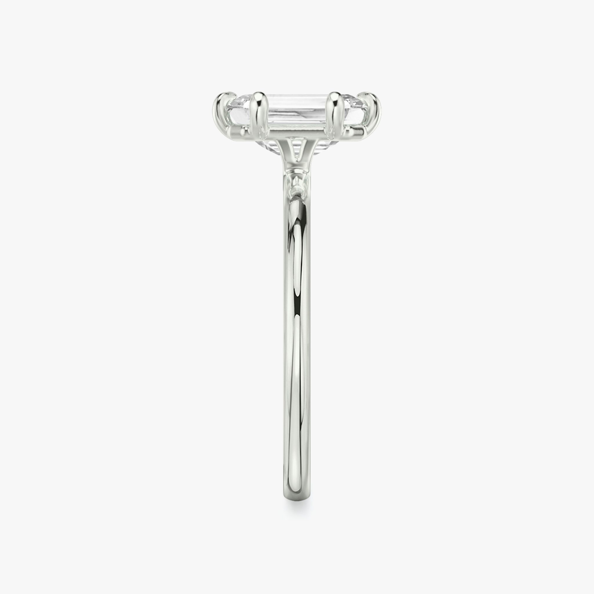 The Signature 6 Prong | Emerald | 18k | White Gold | bandAccent: Plain | bandWidth: standard | hiddenHalo: no | diamondOrientation: vertical | caratWeight: other