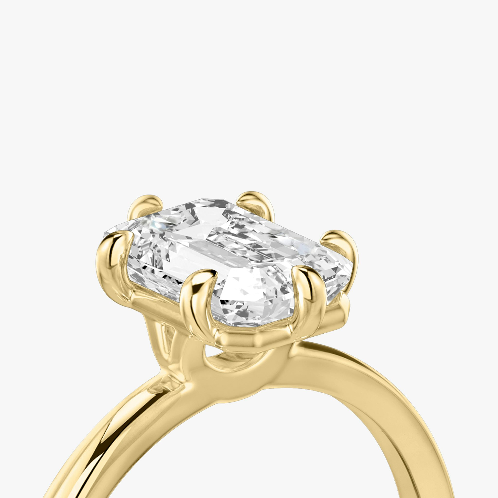 The Signature 6 Prong | Emerald | 18k | Yellow Gold | bandAccent: Plain | bandWidth: standard | hiddenHalo: no | diamondOrientation: vertical | caratWeight: other