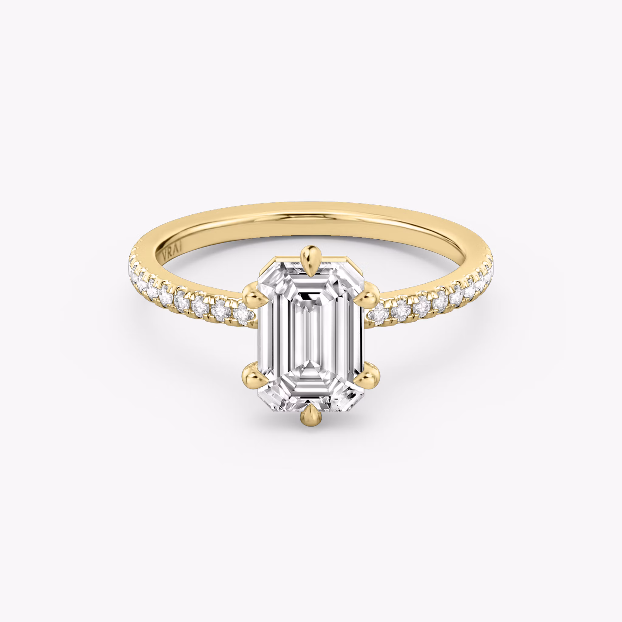 Yellow gold 6-prong solitaire with Emerald cut diamond