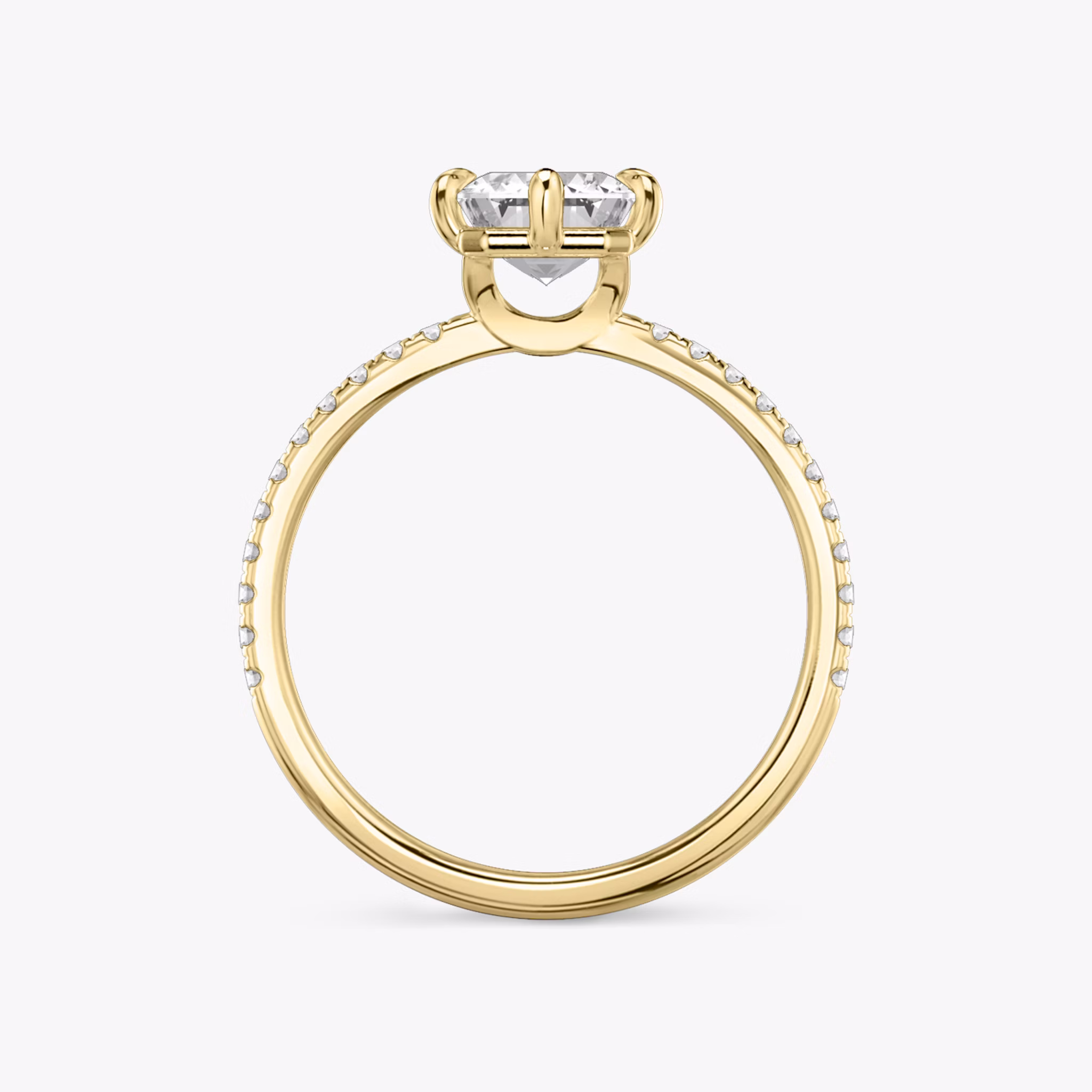 The Signature 6 Prong | Emerald | 18k | Yellow Gold | bandAccent: Pavé | bandWidth: standard | hiddenHalo: no | diamondOrientation: vertical | caratWeight: other