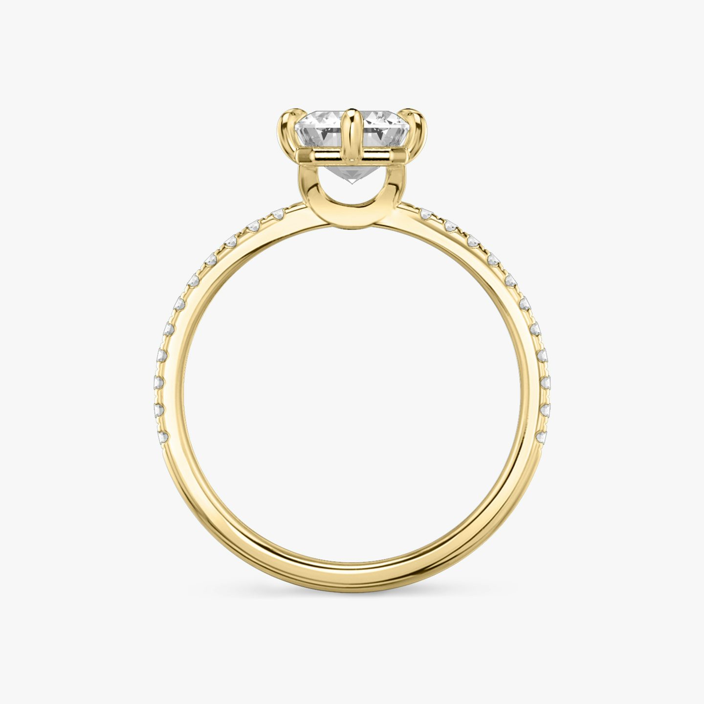 The Signature 6 Prong | Emerald | 18k | Yellow Gold | bandAccent: Pavé | bandWidth: standard | hiddenHalo: no | diamondOrientation: vertical | caratWeight: other
