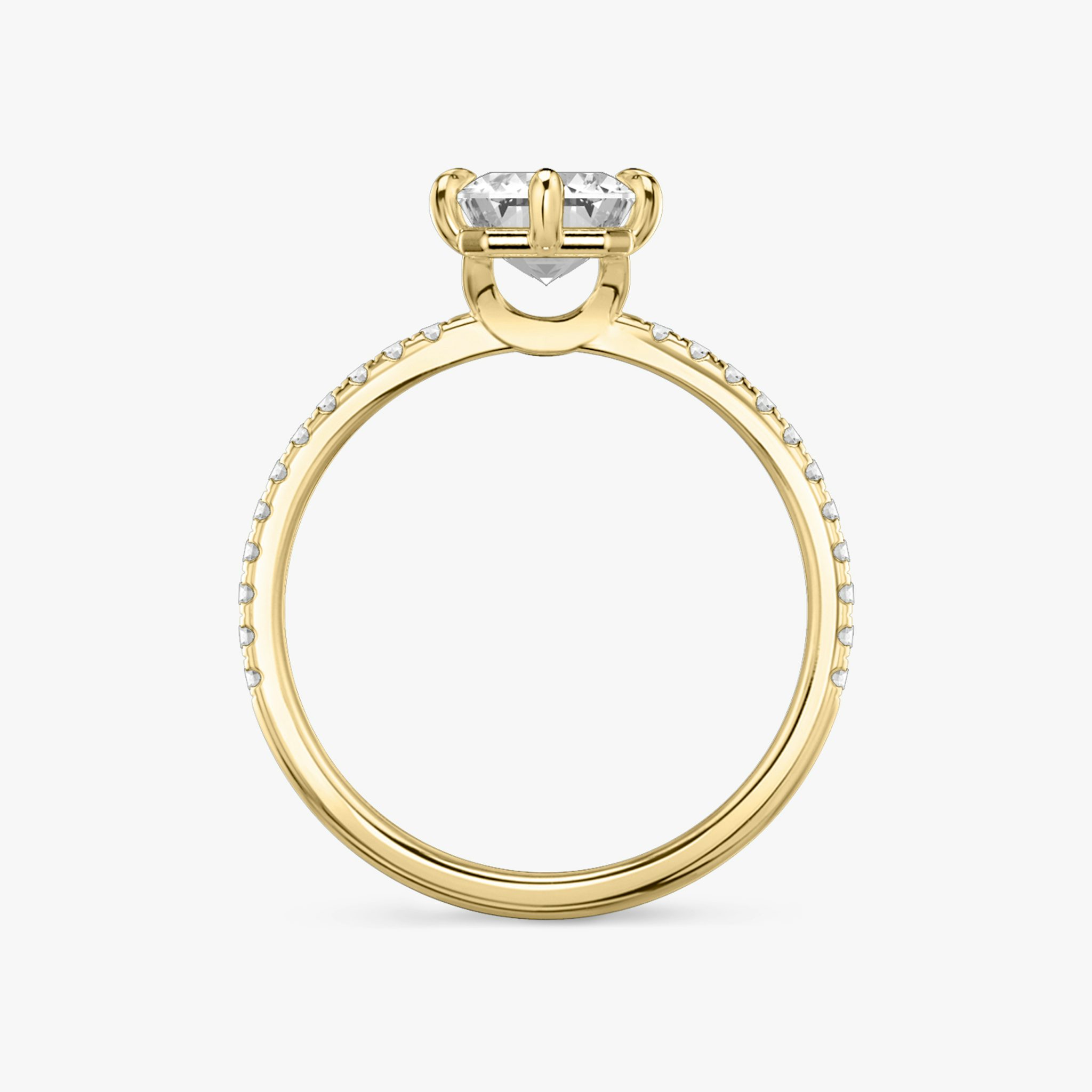 The Signature 6 Prong | Emerald | 18k | Yellow Gold | bandAccent: Pavé | bandWidth: standard | hiddenHalo: no | diamondOrientation: vertical | caratWeight: other