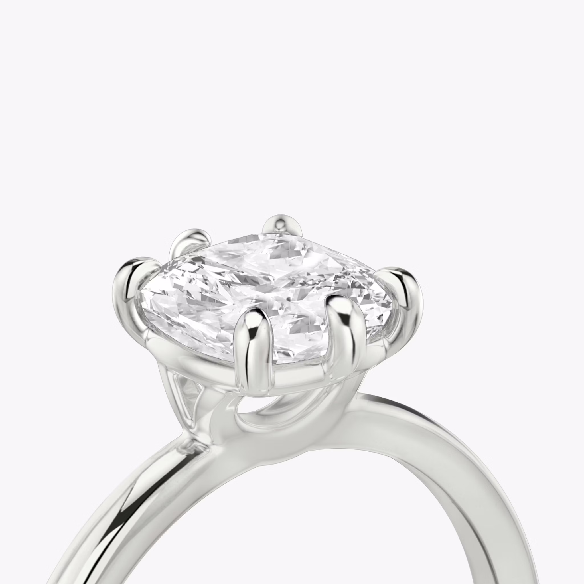 The Signature 6 Prong | Cushion | 18k | White Gold | bandAccent: Plain | bandWidth: standard | hiddenHalo: no | diamondOrientation: vertical | caratWeight: other