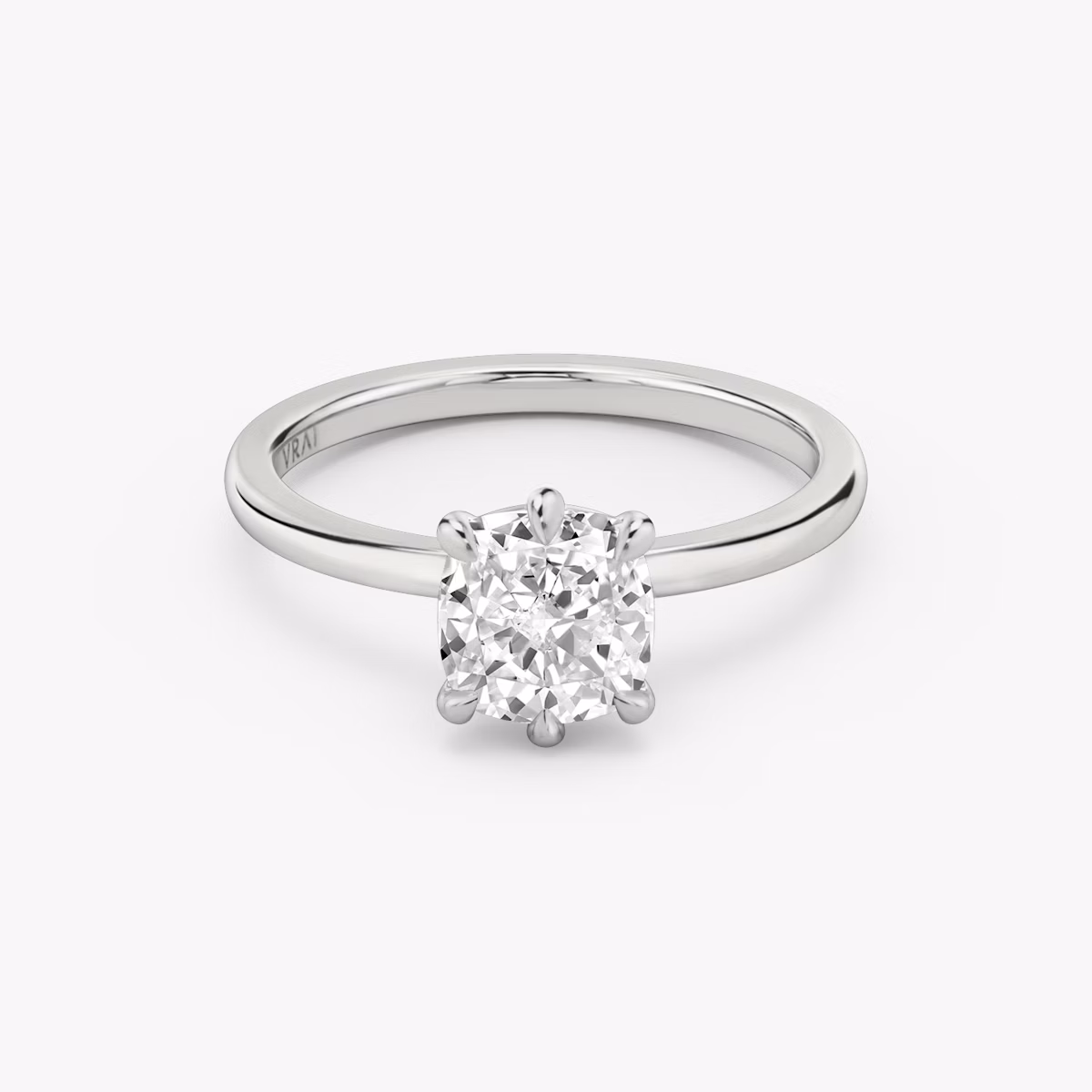 The Signature 6 Prong | Cushion | Platinum | bandAccent: Plain | bandWidth: standard | hiddenHalo: no | diamondOrientation: vertical | caratWeight: other