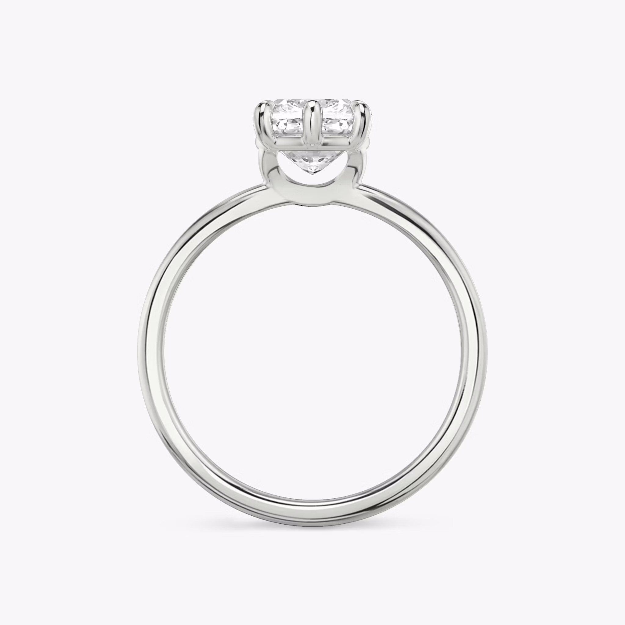 The Signature 6 Prong | Cushion | 18k | White Gold | bandAccent: Plain | bandWidth: standard | hiddenHalo: no | diamondOrientation: vertical | caratWeight: other