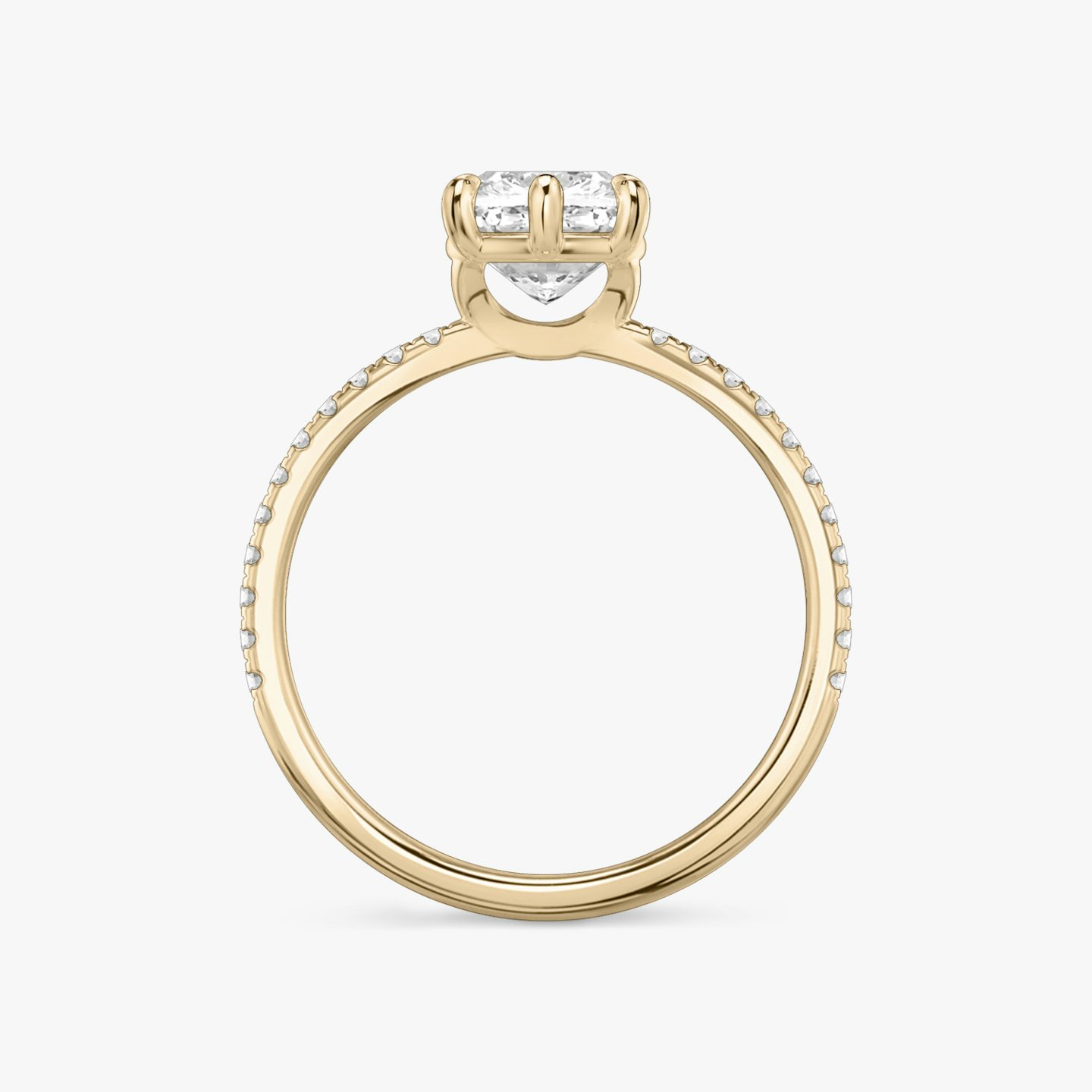 The Signature 6 Prong | Cushion | 14k | Rose Gold | bandAccent: Pavé | bandWidth: standard | hiddenHalo: no | diamondOrientation: vertical | caratWeight: other