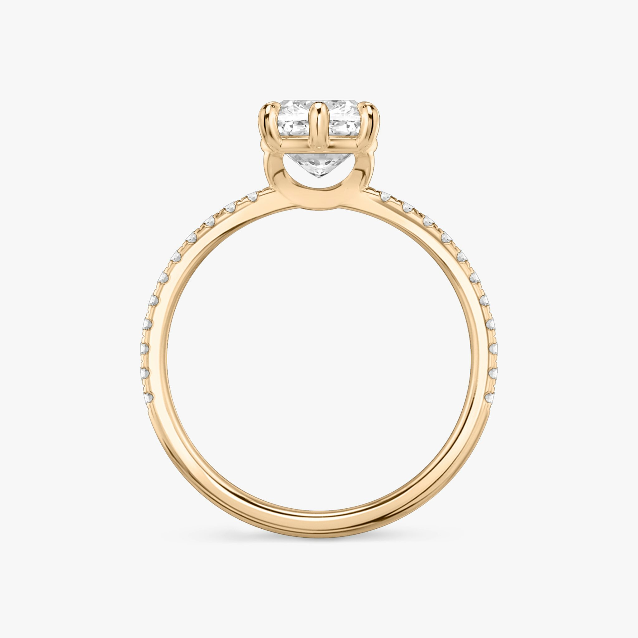 The Signature 6 Prong | Cushion | 14k | Rose Gold | bandAccent: Pavé | bandWidth: standard | hiddenHalo: no | diamondOrientation: vertical | caratWeight: other