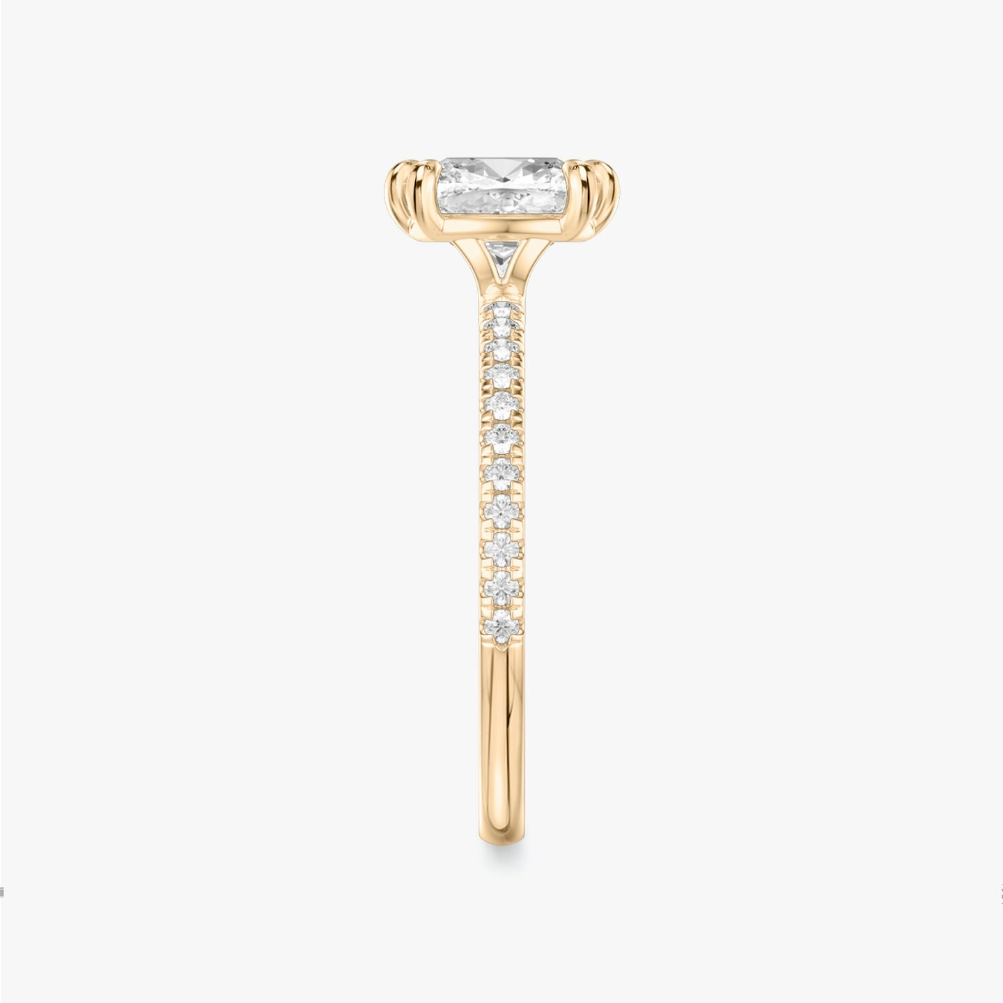 The Signature 6 Prong | Cushion | 14k | Rose Gold | bandAccent: Pavé | bandWidth: standard | hiddenHalo: no | diamondOrientation: vertical | caratWeight: other