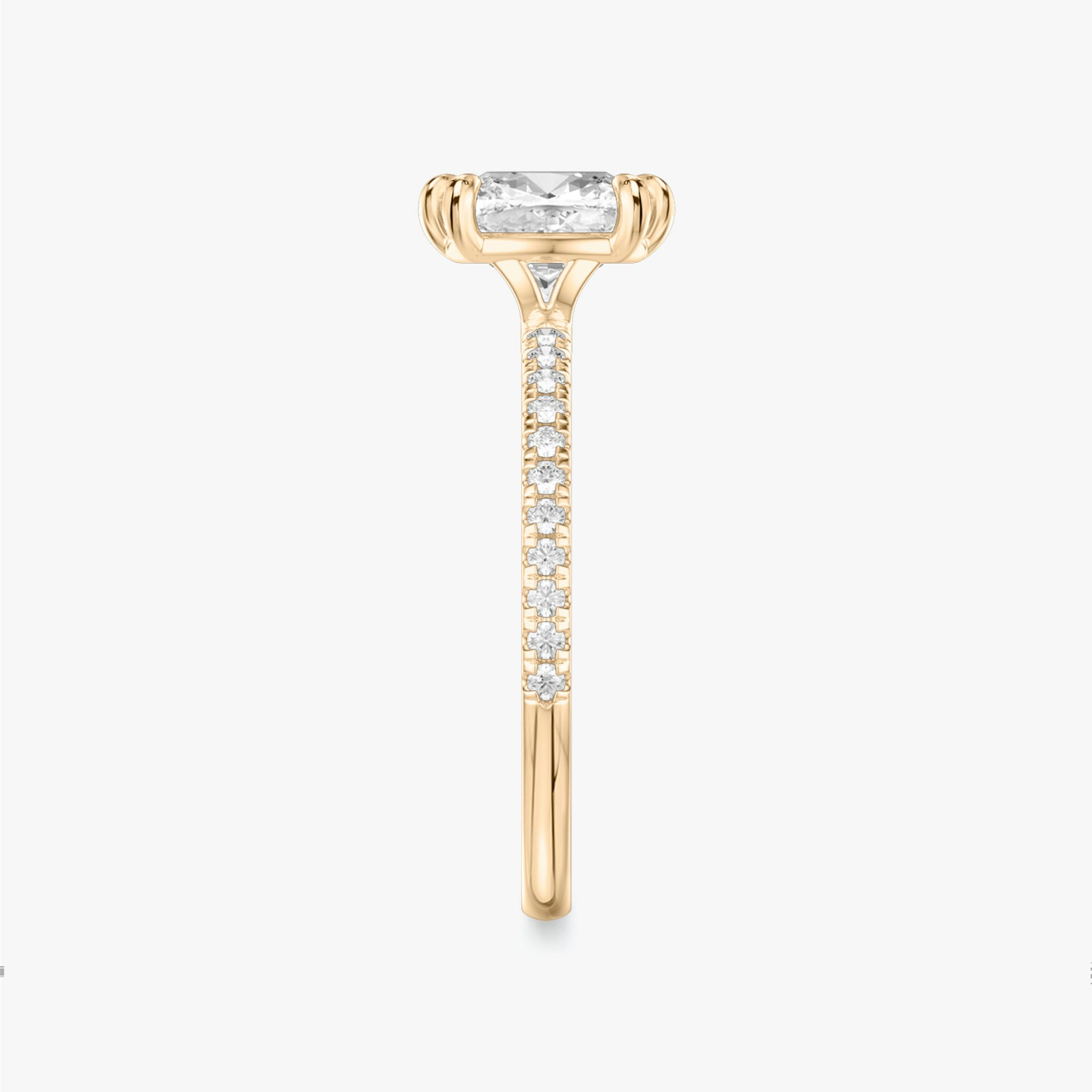 The Signature 6 Prong | Cushion | 14k | Rose Gold | bandAccent: Pavé | bandWidth: standard | hiddenHalo: no | diamondOrientation: vertical | caratWeight: other