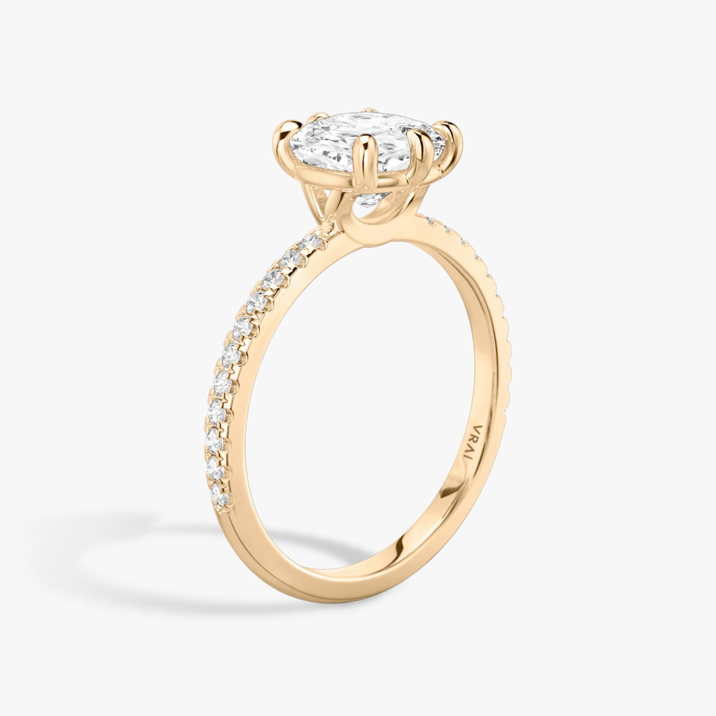The Signature 6 Prong | Cushion | 14k | Rose Gold | bandAccent: Pavé | bandWidth: standard | hiddenHalo: no | diamondOrientation: vertical | caratWeight: other