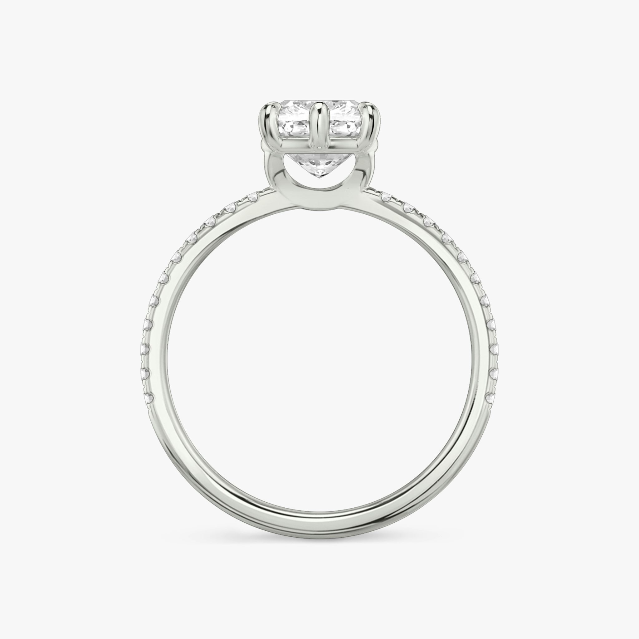 The Signature 6 Prong | Cushion | 18k | White Gold | bandAccent: Pavé | bandWidth: standard | hiddenHalo: no | diamondOrientation: vertical | caratWeight: other