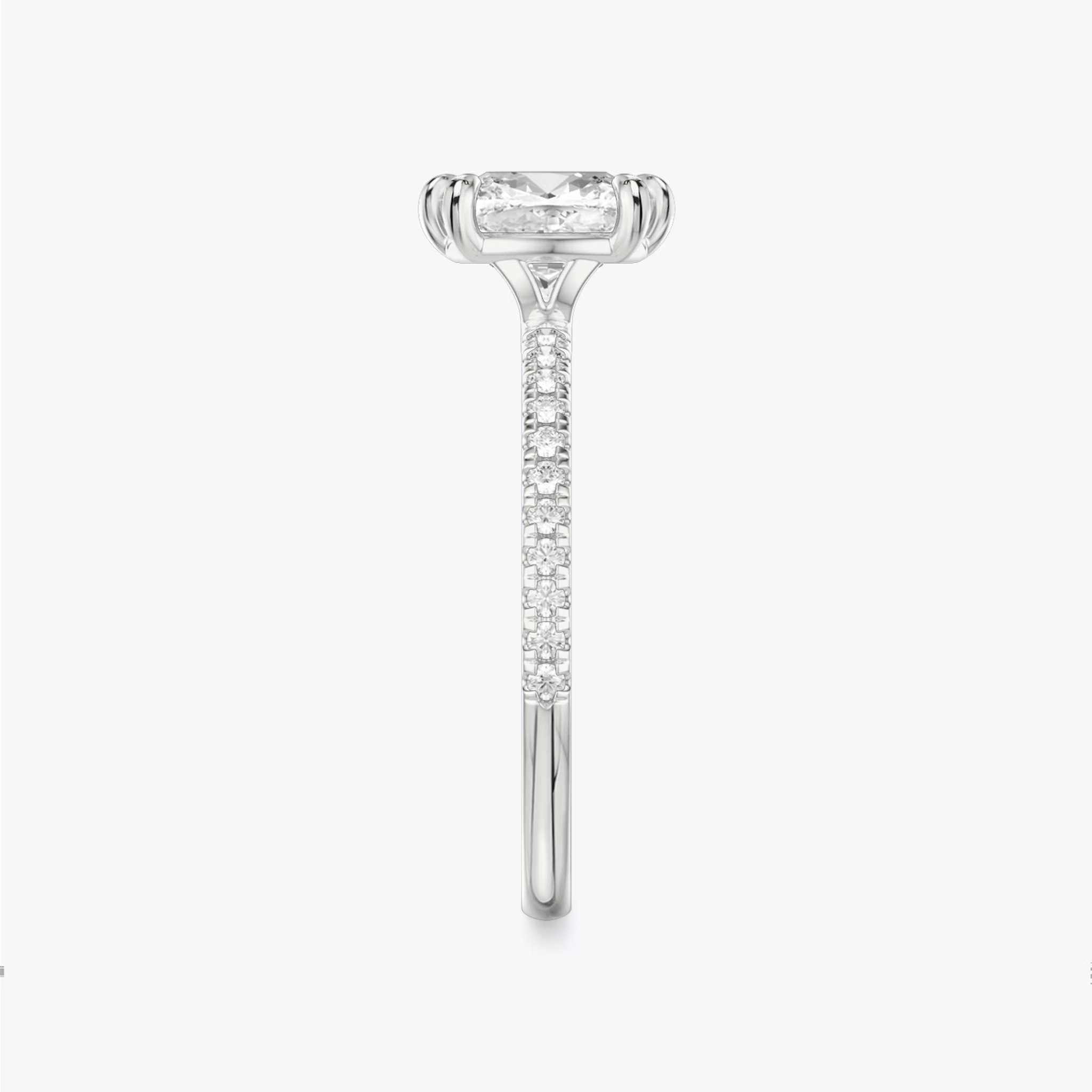 The Signature 6 Prong | Cushion | 18k | White Gold | bandAccent: Pavé | bandWidth: standard | hiddenHalo: no | diamondOrientation: vertical | caratWeight: other