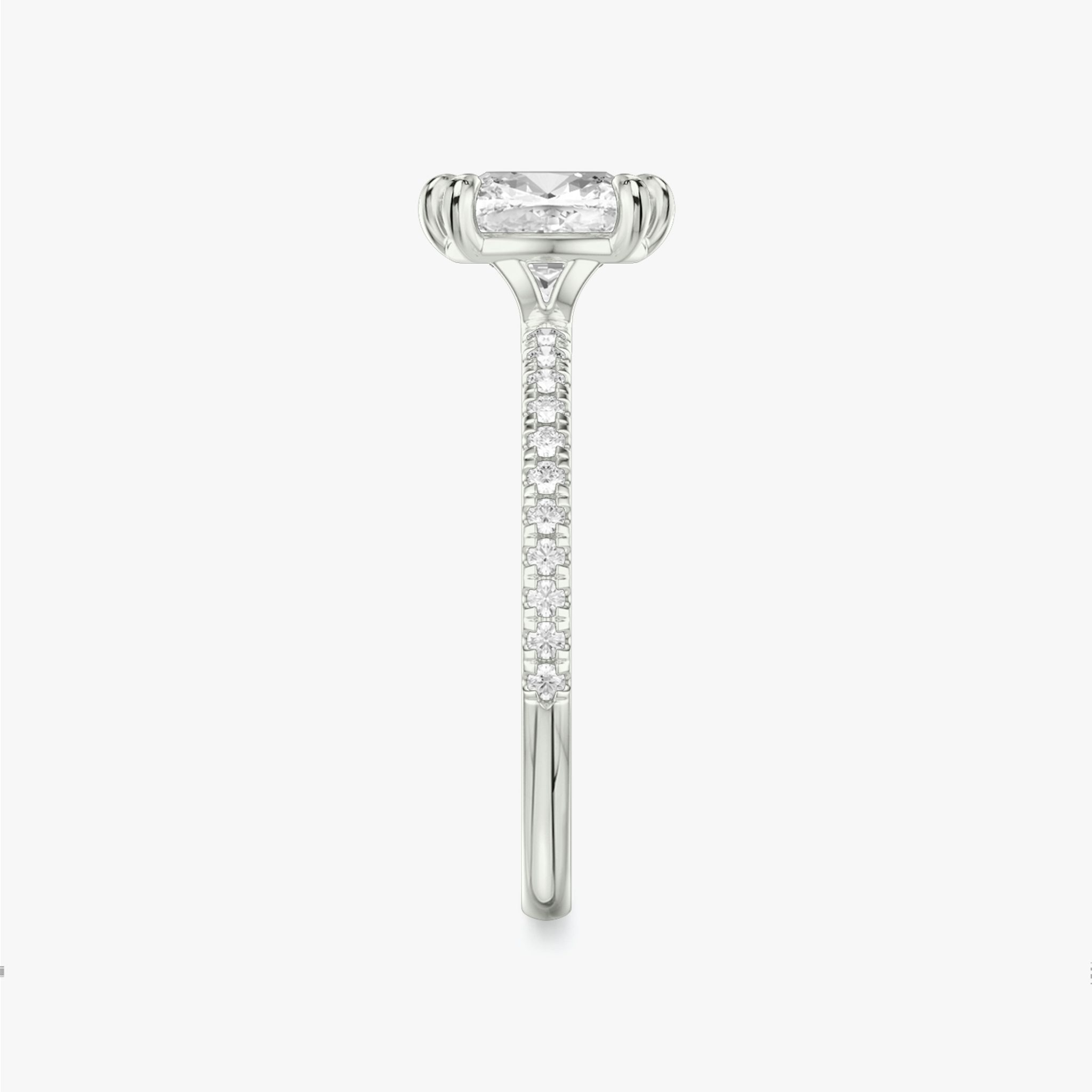 The Signature 6 Prong | Cushion | 18k | White Gold | bandAccent: Pavé | bandWidth: standard | hiddenHalo: no | diamondOrientation: vertical | caratWeight: other