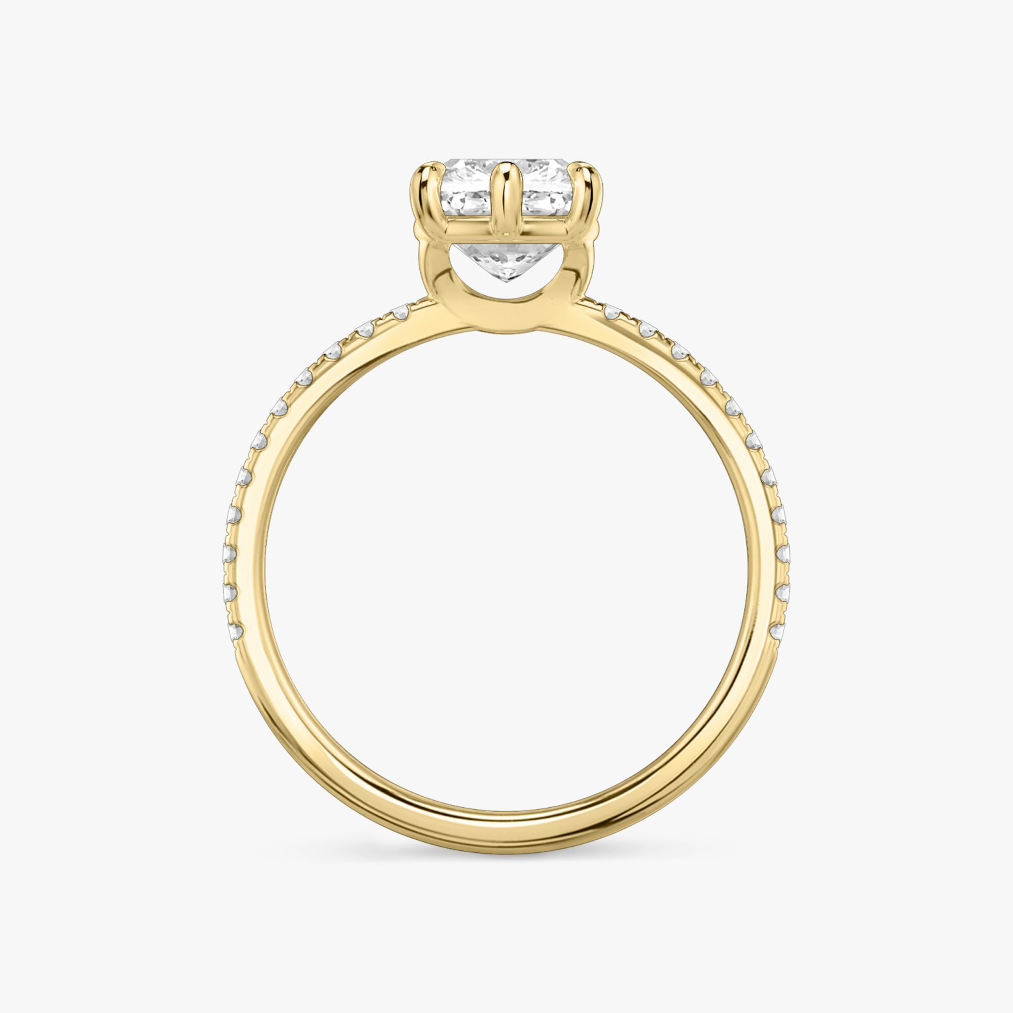 The Signature 6 Prong | Cushion | 18k | Yellow Gold | bandAccent: Pavé | bandWidth: standard | hiddenHalo: no | diamondOrientation: vertical | caratWeight: other